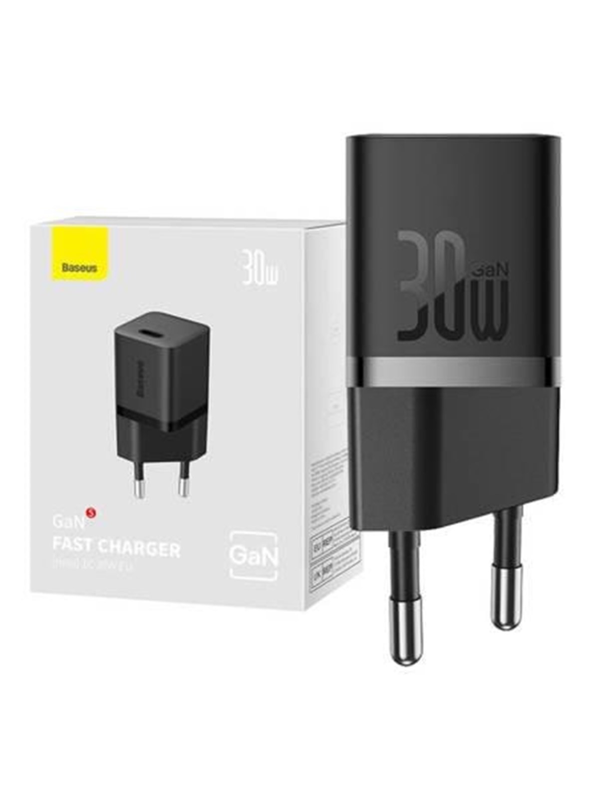 Baseus Mini wall charger GaN5 30W (black), Usb Kabel