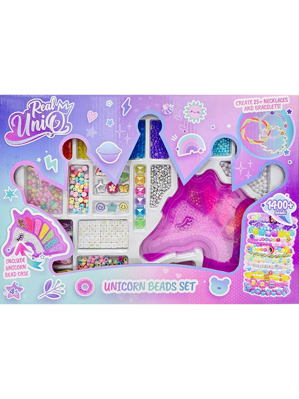 Real UniQ Unicorn Perlesmykkesæt, Kreativt Legetøj