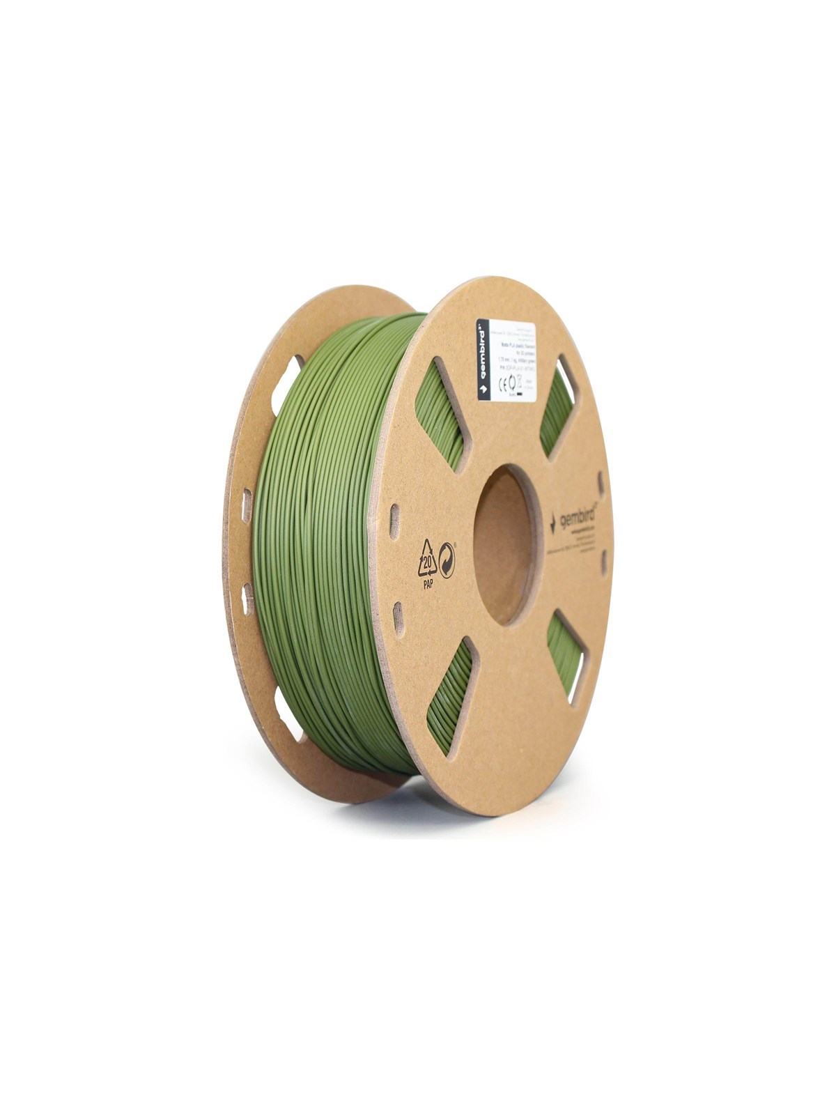 Gembird PLA Matt filament - Grøn - 1.75mm ø - 1 kg