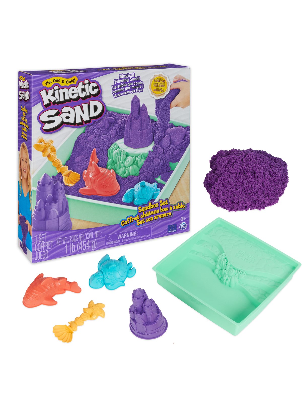 Kinetic Sand Sandboks Sæt - Lilla, Kreativt Legetøj