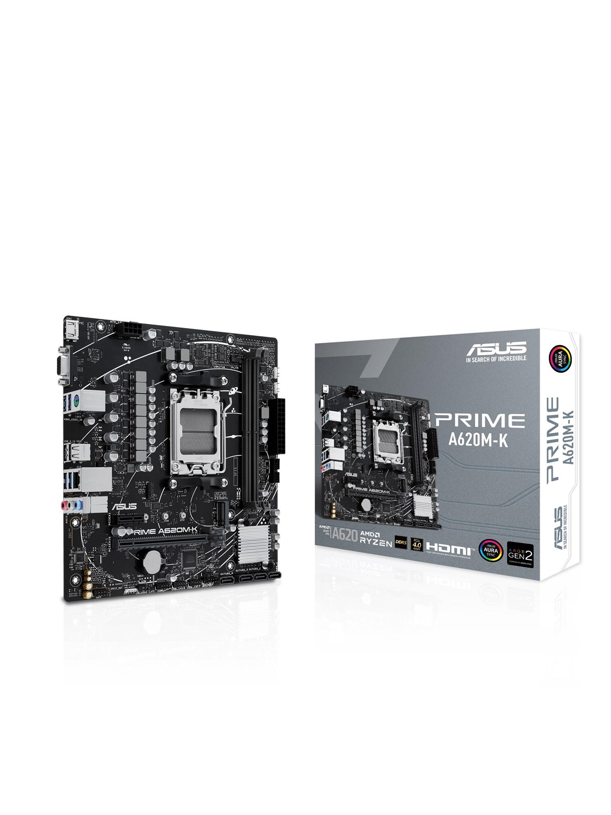 ASUS PRIME A620M-K Bundkort - AMD A620 - AMD AM5 socket - DDR5 RAM - Micro-ATX