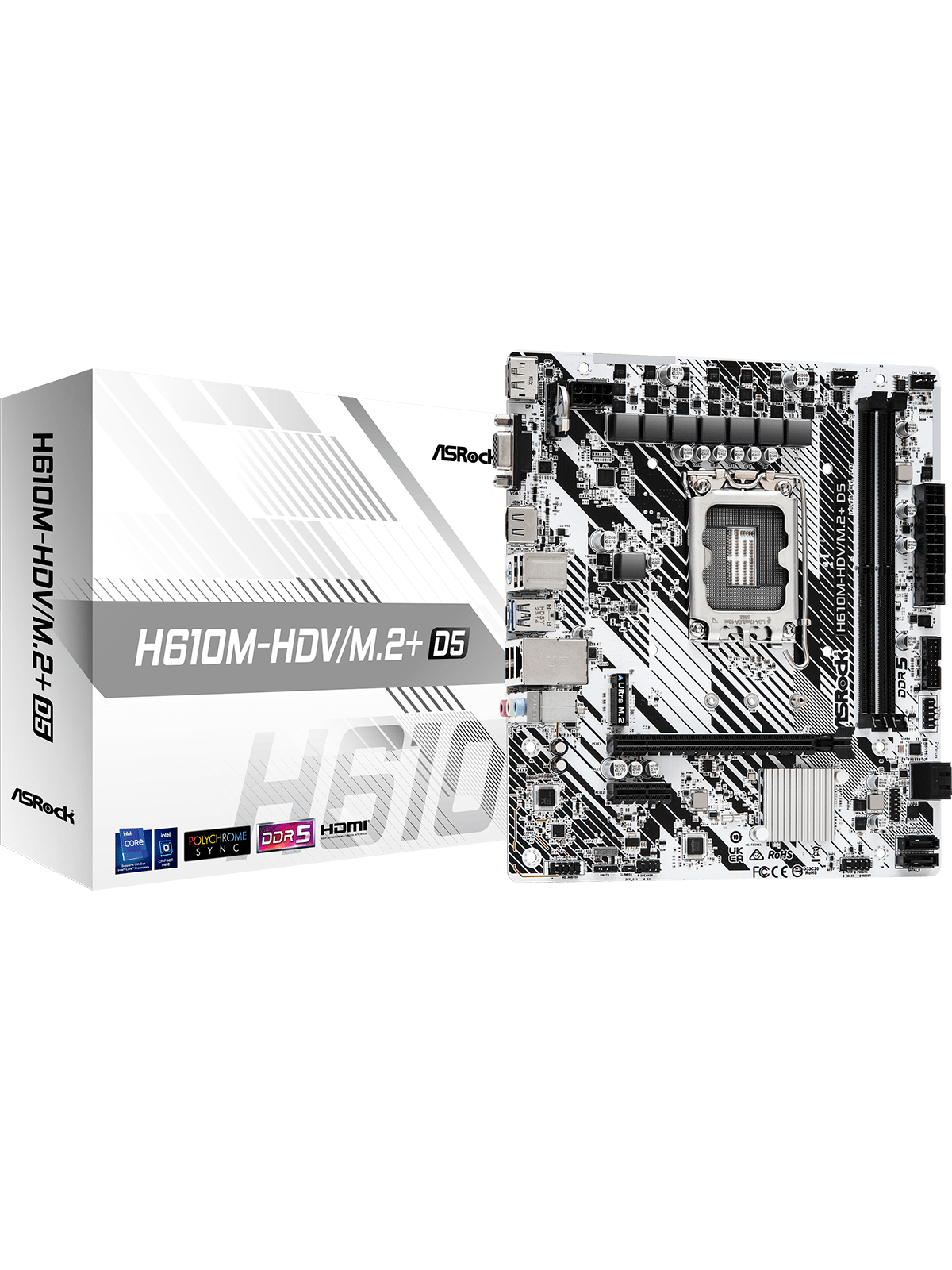 ASRock H610M-HDV/M.2+ D5 Bundkort - Intel H610 - Intel LGA1700 socket - DDR5 RAM - Micro-ATX