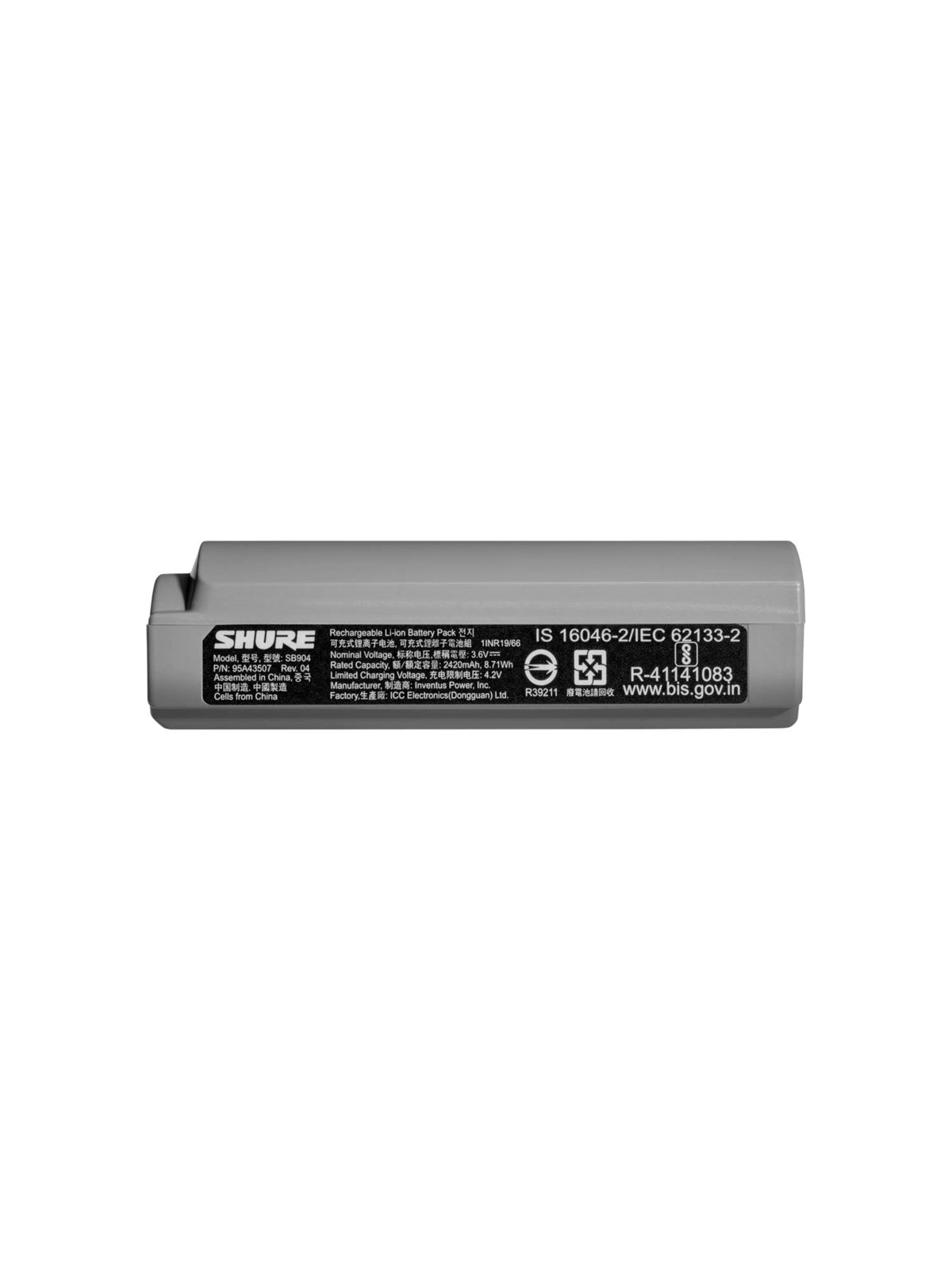 Shure SB904 Litium-Ion Genopladeligt Batteri, Mikrofon
