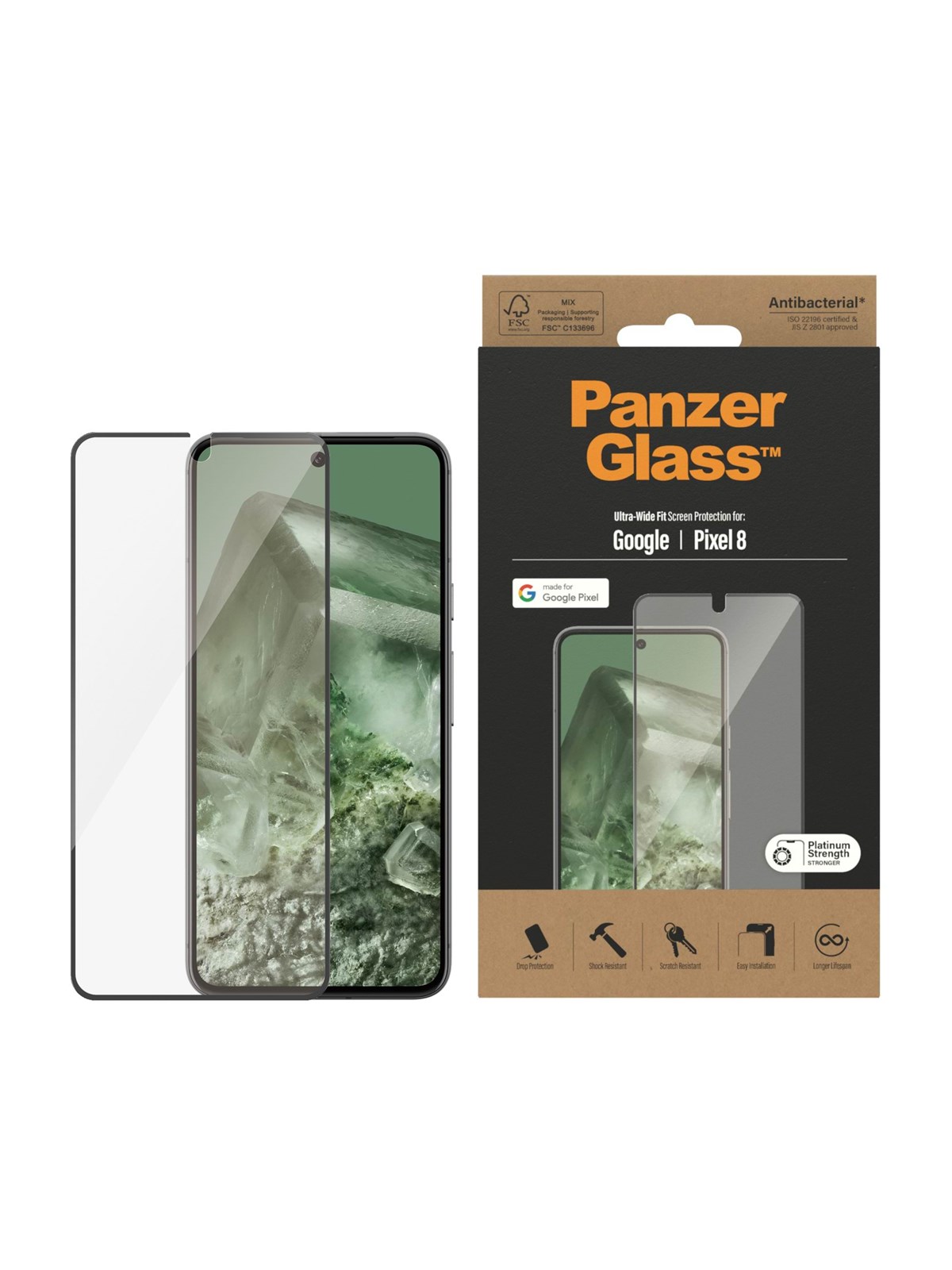 PanzerGlass Screen Protector Google Pixel 8 | Ultra-Wide Fit, Beskyttelsesglas