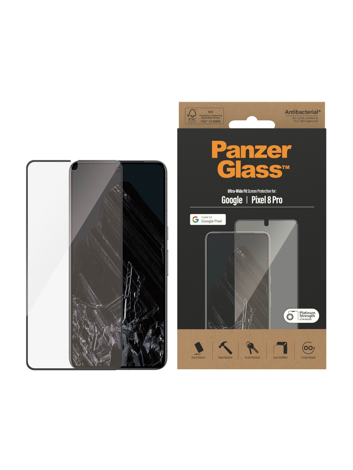 PanzerGlass Screen Protector Google Pixel 8 Pro | Ultra-Wide Fit, Beskyttelsesglas