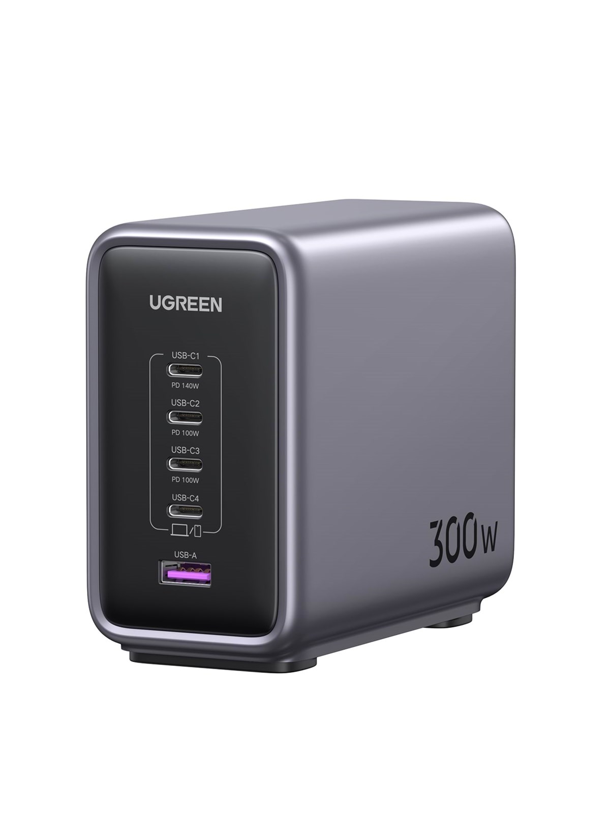 UGREEN 300 W Desktop Fast Charger 1 × USB-A + 4 × USB-C, Mobil Oplader