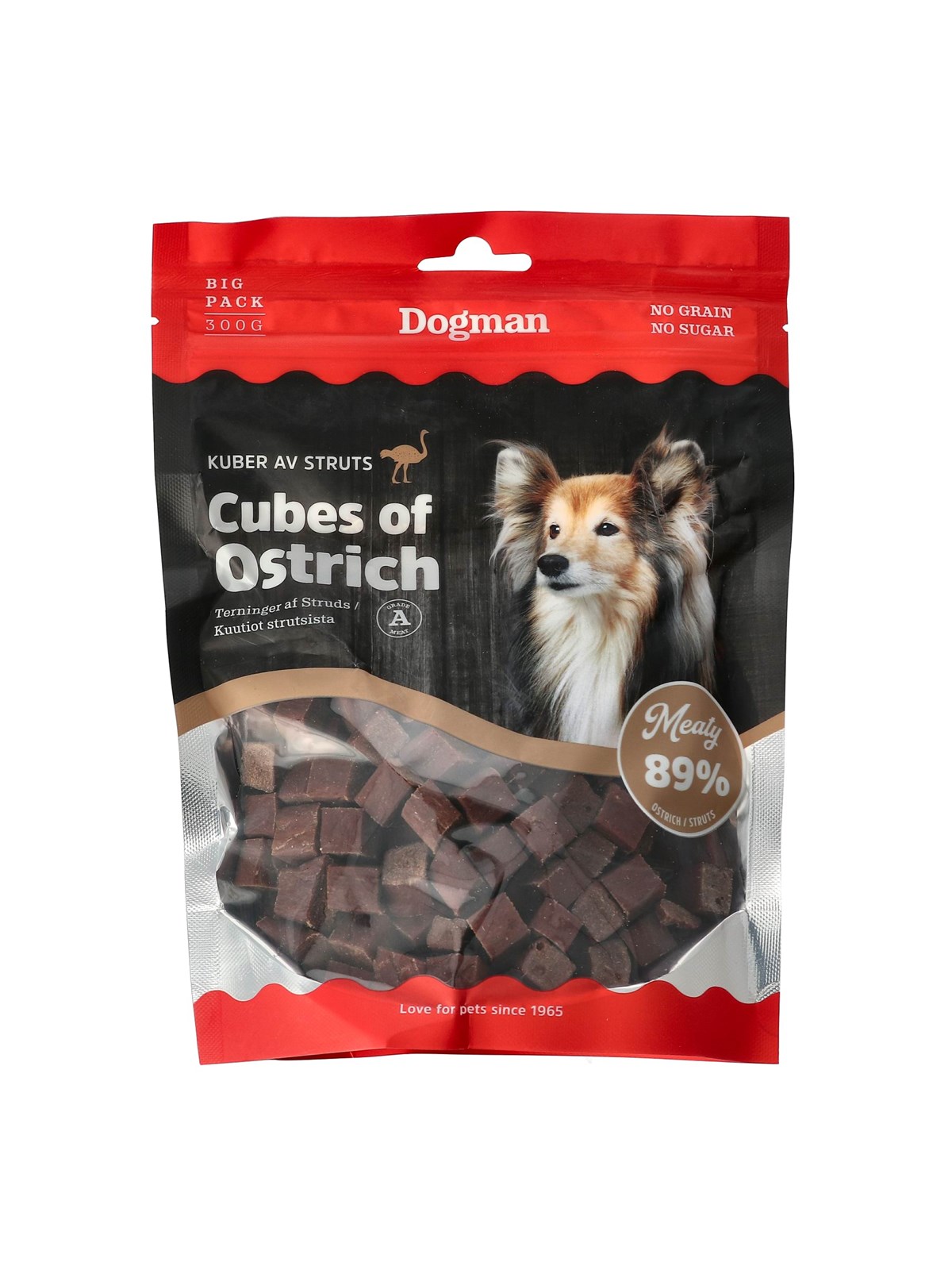 Dogman Meaty Strudsetern Hundegodbidder 300g, Hundeudstyr