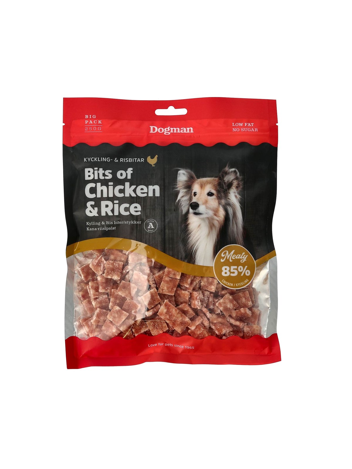Dogman Hundegodbidder Stykker af Kylling & Ris 250g, Hundeudstyr