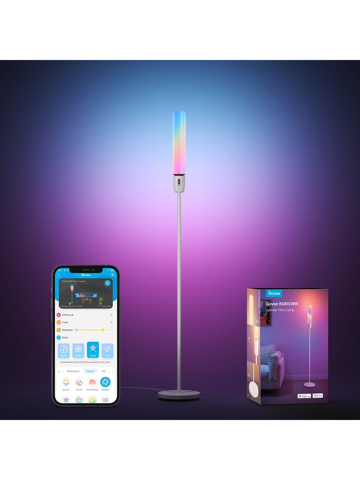 Govee RGBICWW Cylinder Floor Lamp, Smart Home