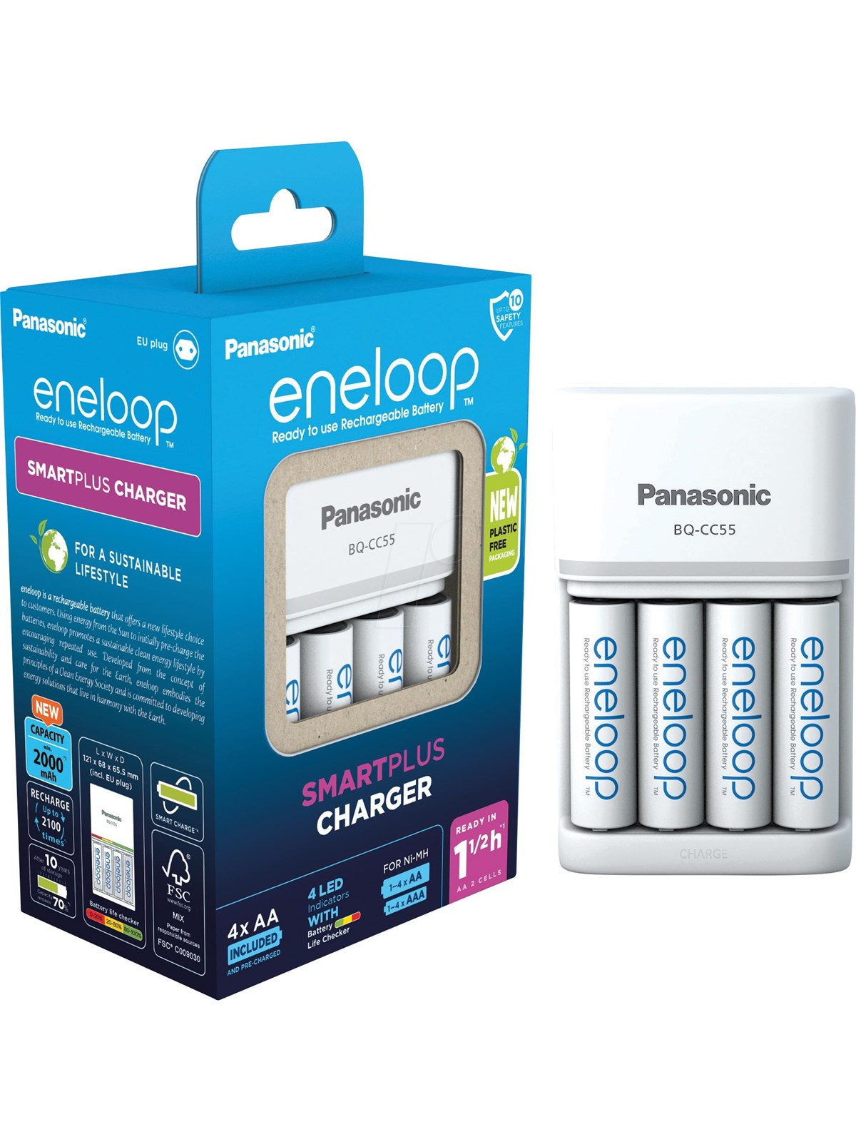 Panasonic eneloop BQ-CC55 battery charger - 4 x å type - NiMH, Batteri