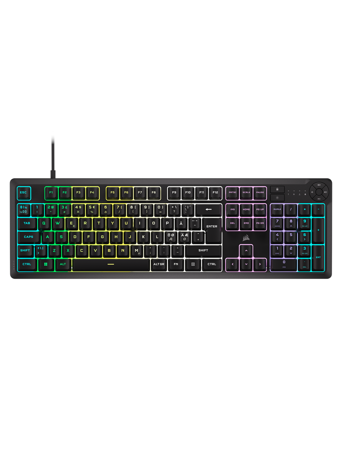 Corsair K55 CORE RGB - Gaming Tastatur - Nordisk - Sort, Tastatur