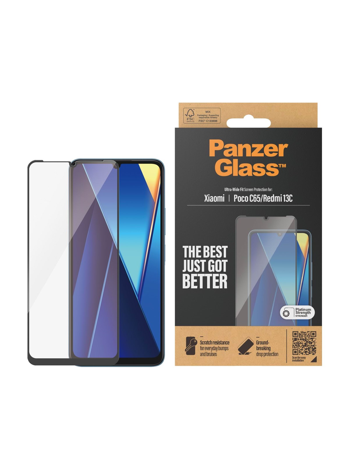 PanzerGlass Screen Protector Xiaomi Redmi 13C | Ultra-Wide Fit, Beskyttelsesglas