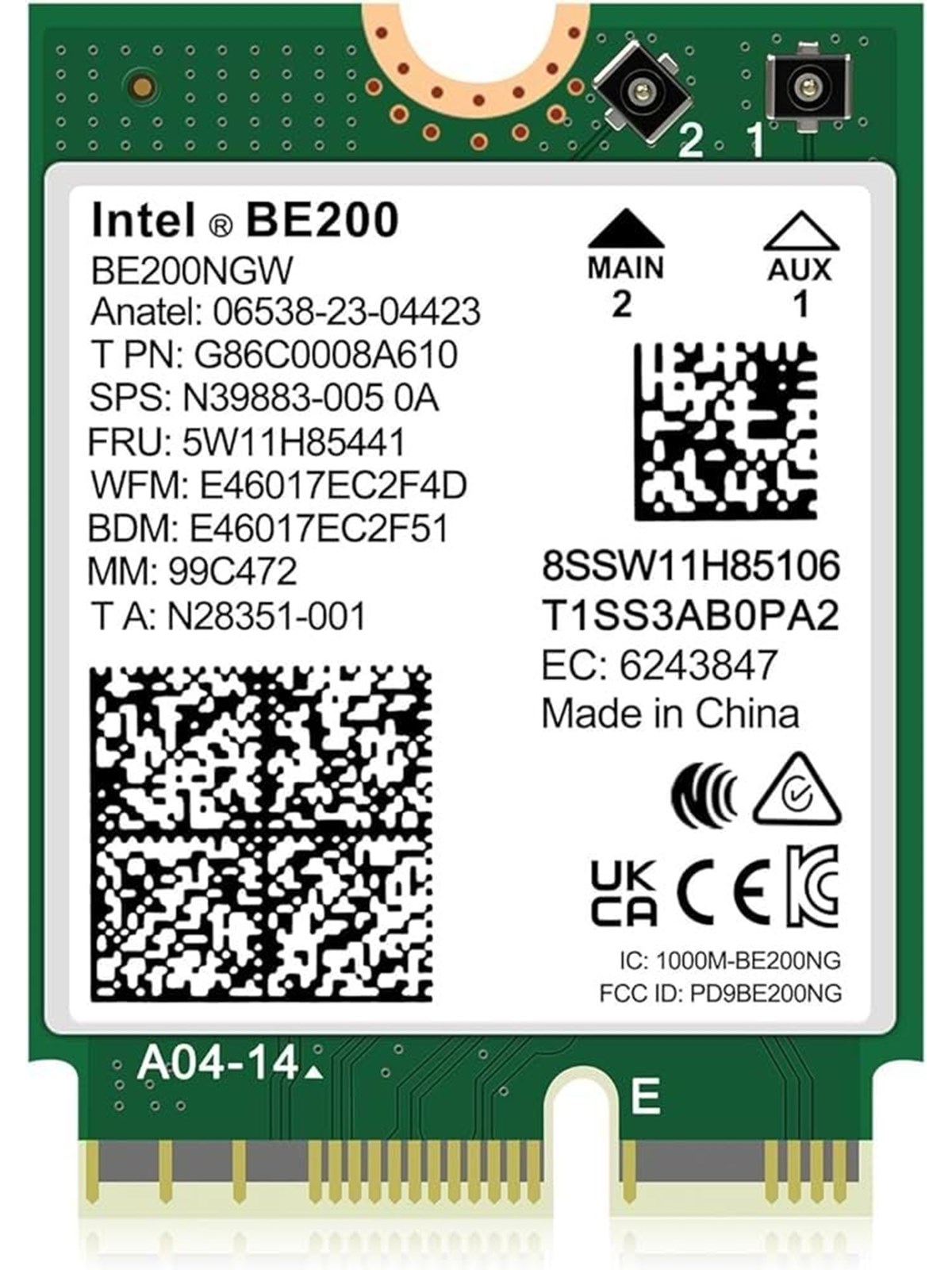 Intel BE200 Wi-Fi 7 2x2 + BT 5.4 / M.2 2230 / With vPro, Netværksadapter
