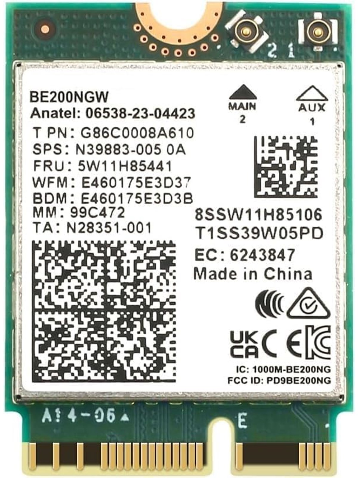 Intel BE200 Wi-Fi 7 2x2 + BT 5.4 / M.2 2230 / Without vPro, Netværksadapter