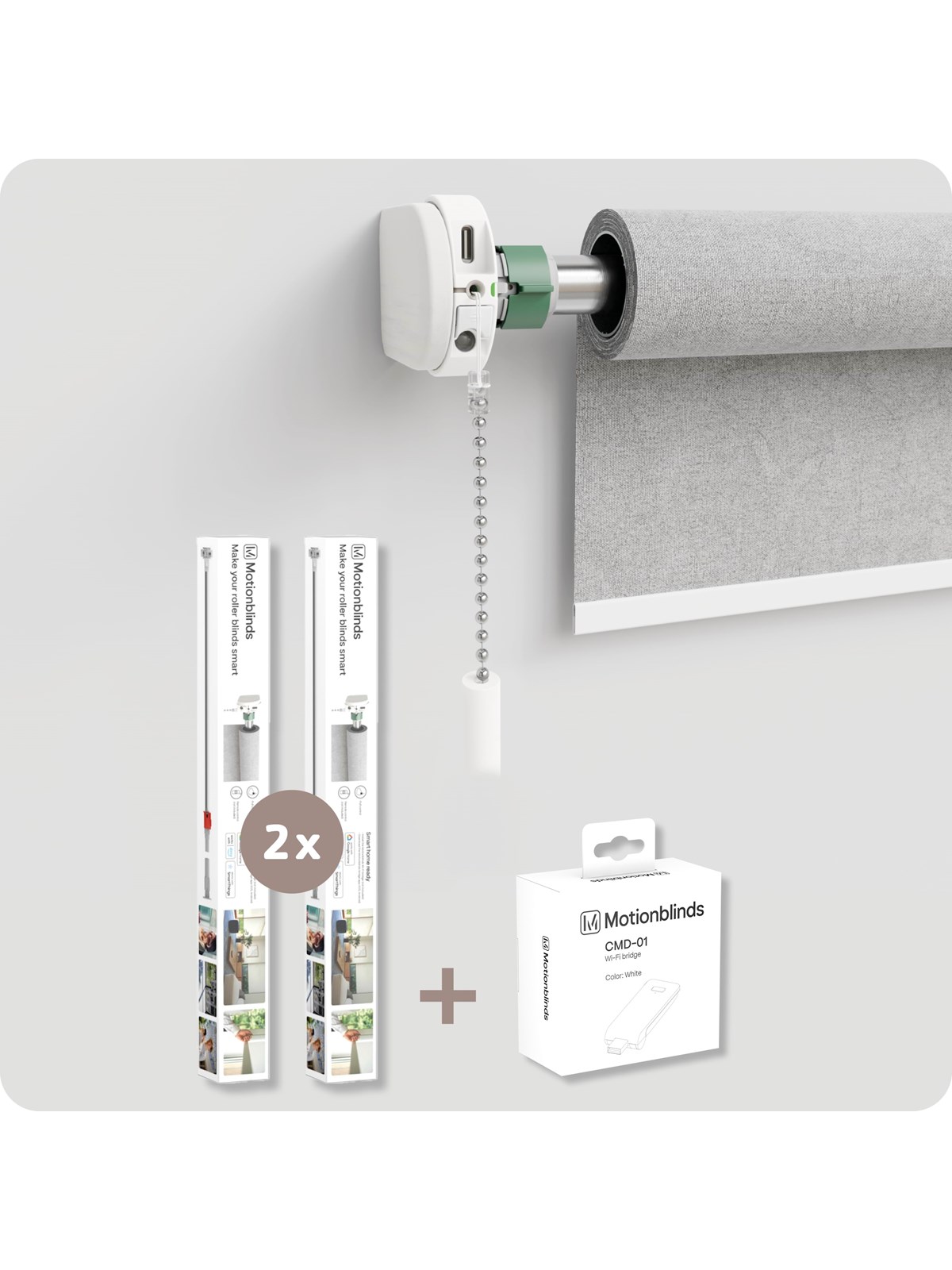 MotionBlinds Upgrade Kit for Roller Blinds 2-pack + bridge, Smart Home