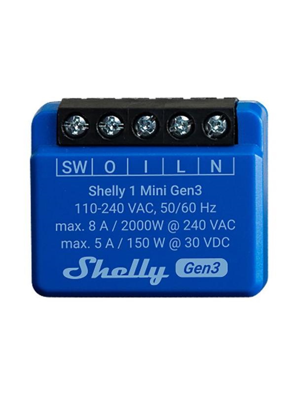 Shelly 1 Mini (GEN 3) - WiFI relæ med potentialfrit kontaktsæt (230VAC)