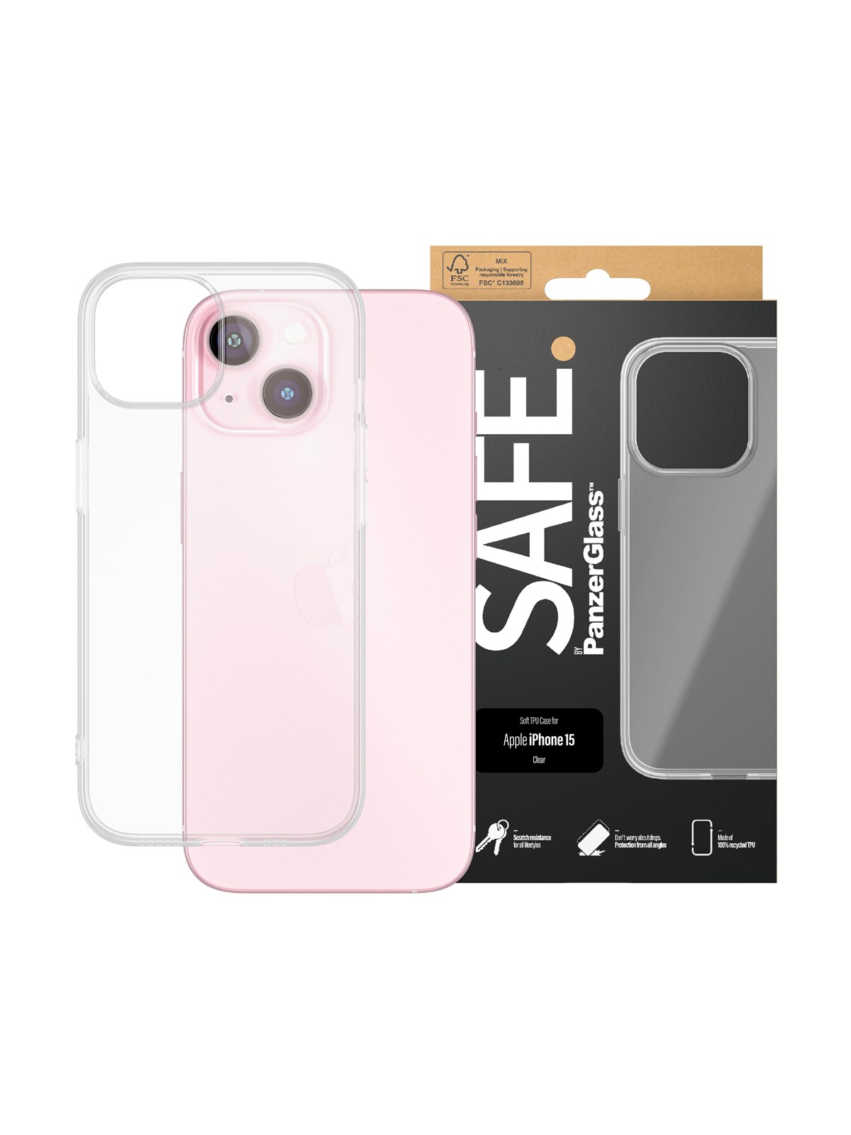 SAFE by PanzerGlass TPU Case iPhone 15, Mobilcover