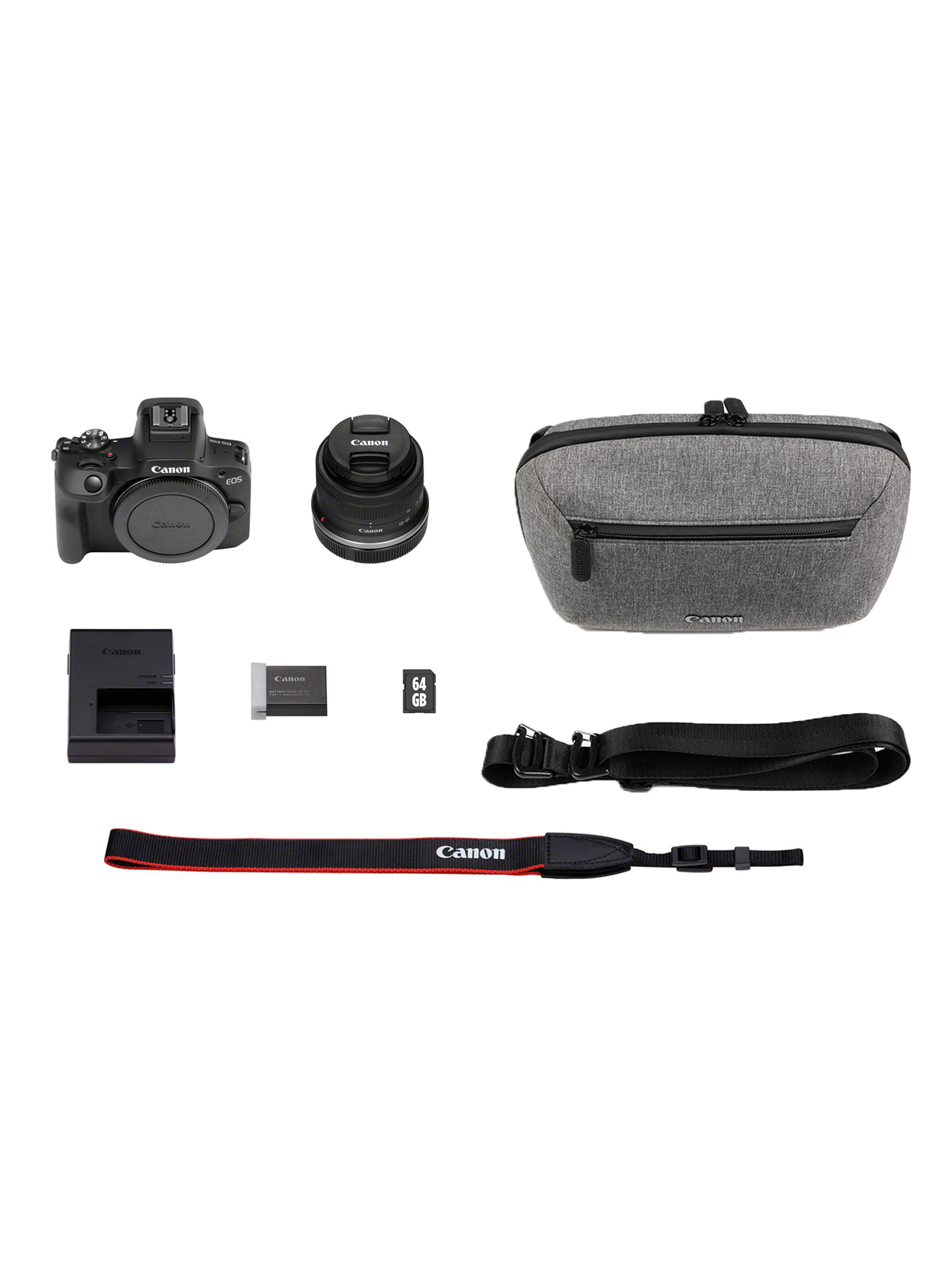 Canon EOS R100 + RF-S 18-45mm IS STM Travel Kit (Shoulder Bag + 64GB SD Card)
