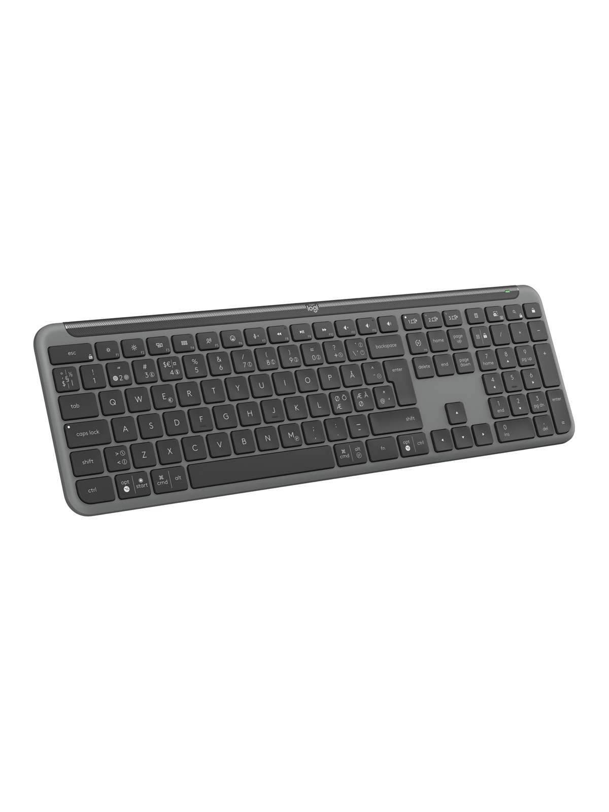 Logitech Signature Slim K950 - Graphite - Tastatur - Nordisk - Grå, Tastatur