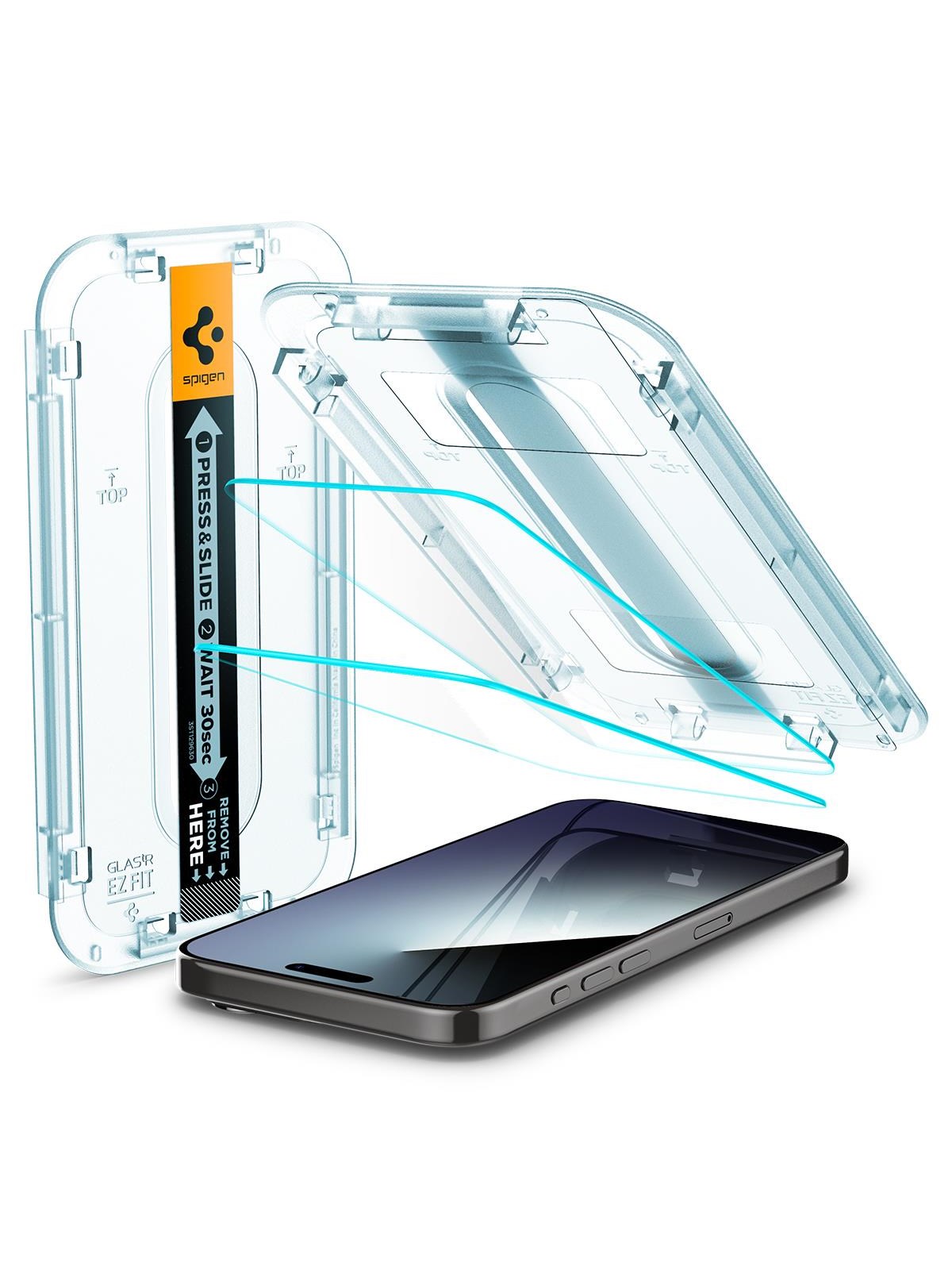 Spigen Glass tR EZ Fit 2 Pack - transparency - iPhone 15 Pro Max, Beskyttelsesglas