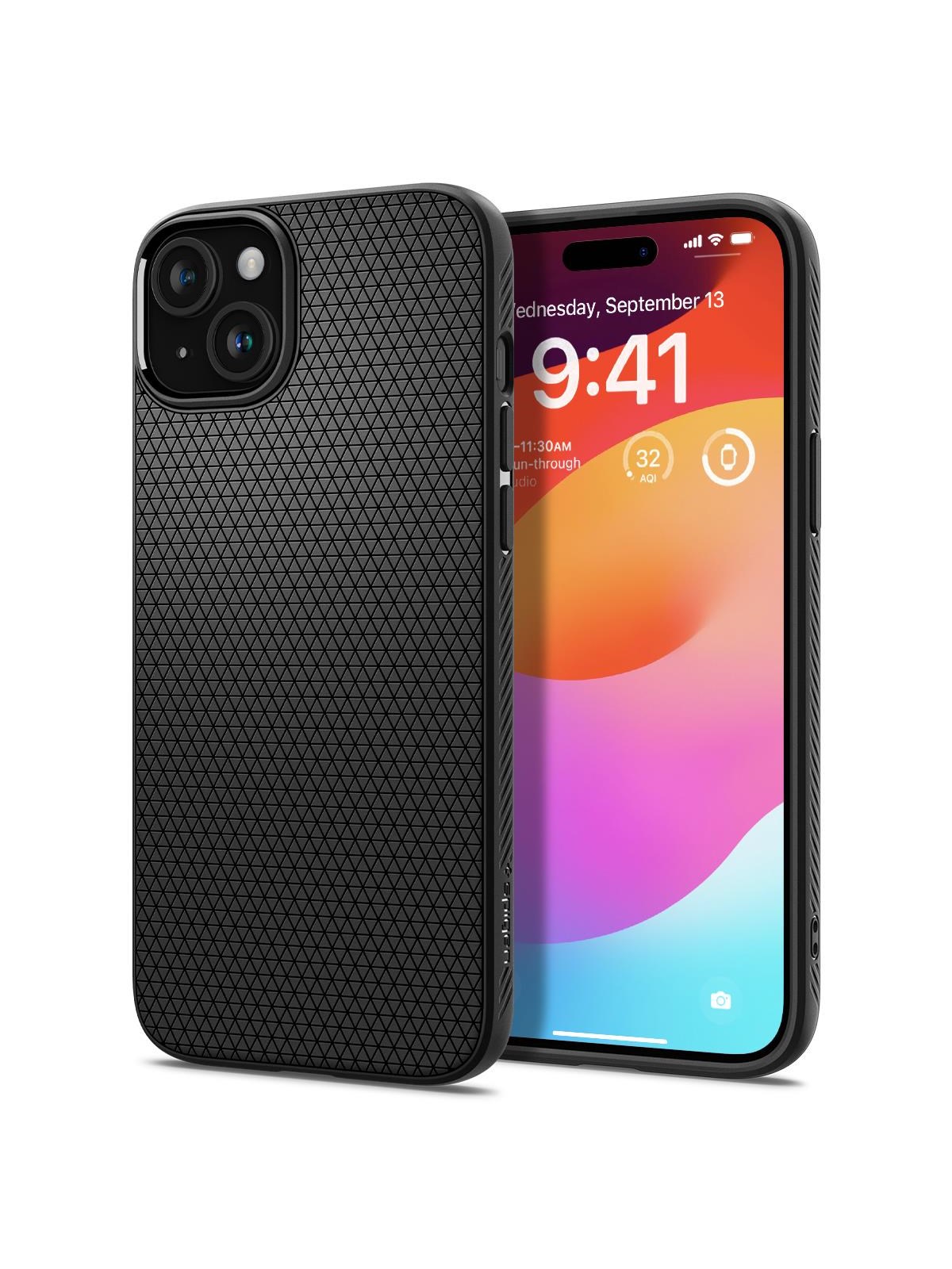 Spigen Liquid Air - matte black - iPhone 15, Mobilcover