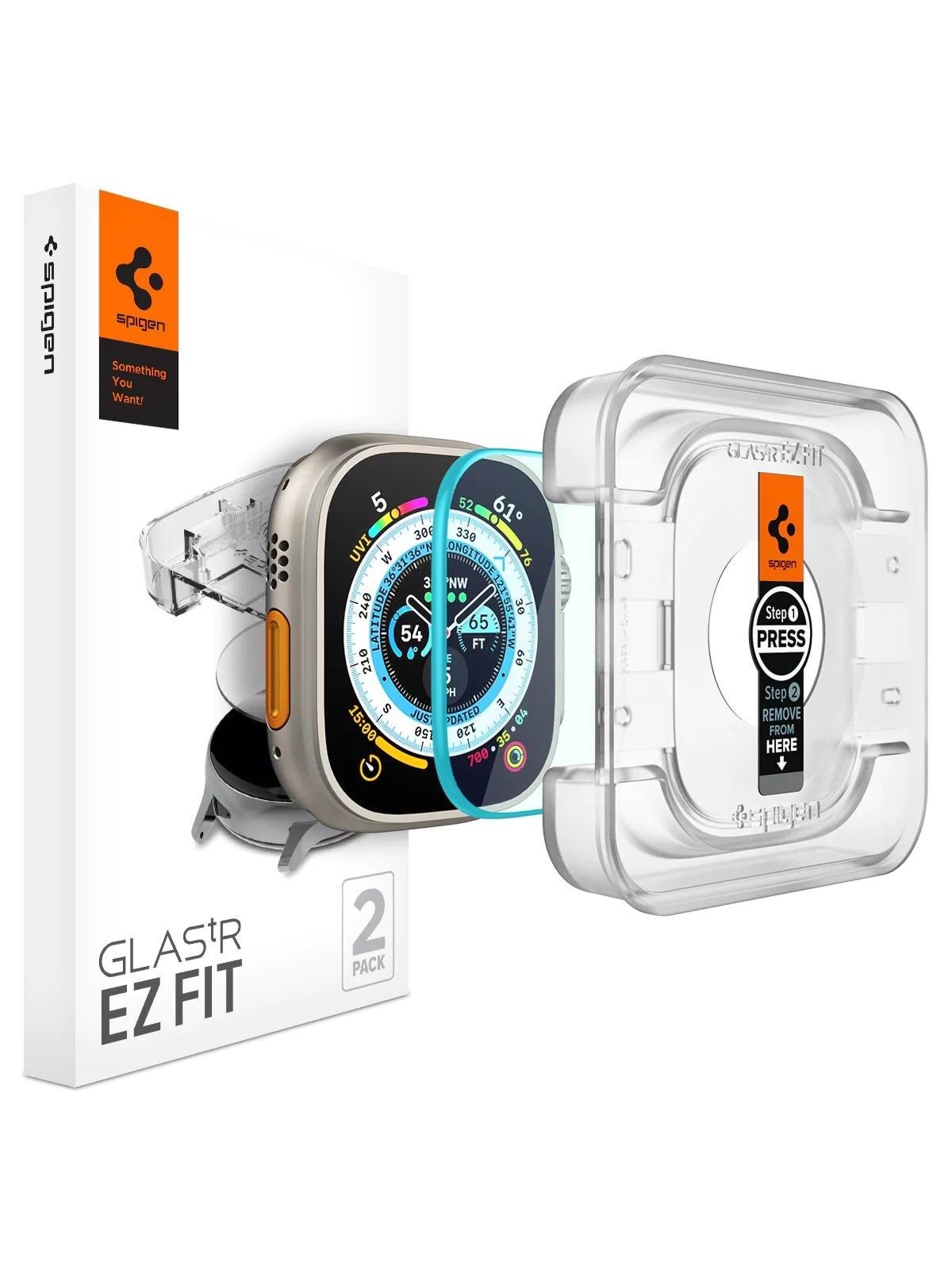Spigen Glass tR EZ Fit 2 Pack - Apple Watch Ultra 3/2/1, Smartwatch Tilbehør