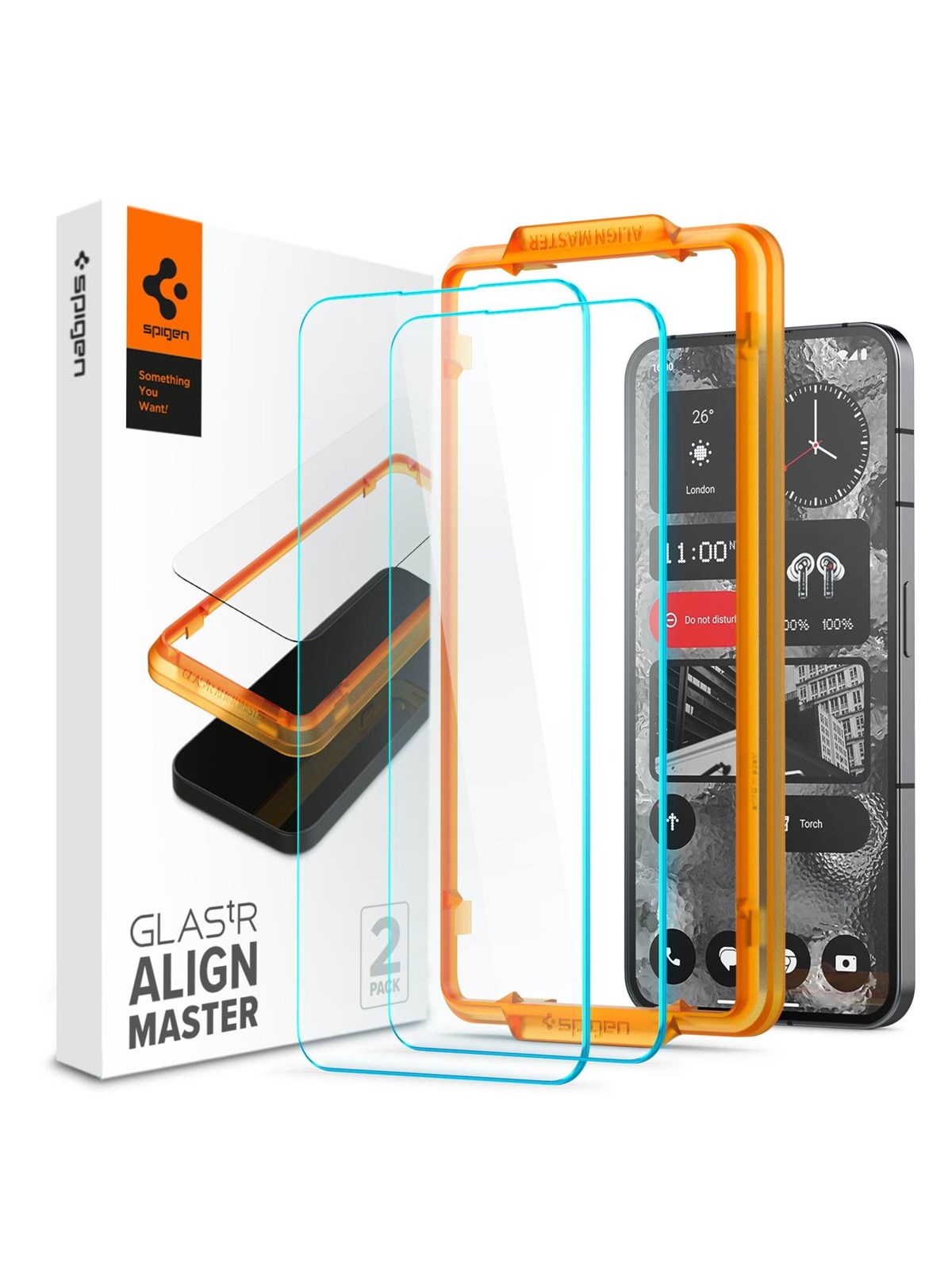 Spigen Glass tR AlignMaster 2 Pack - Nothing Phone (2), Beskyttelsesglas
