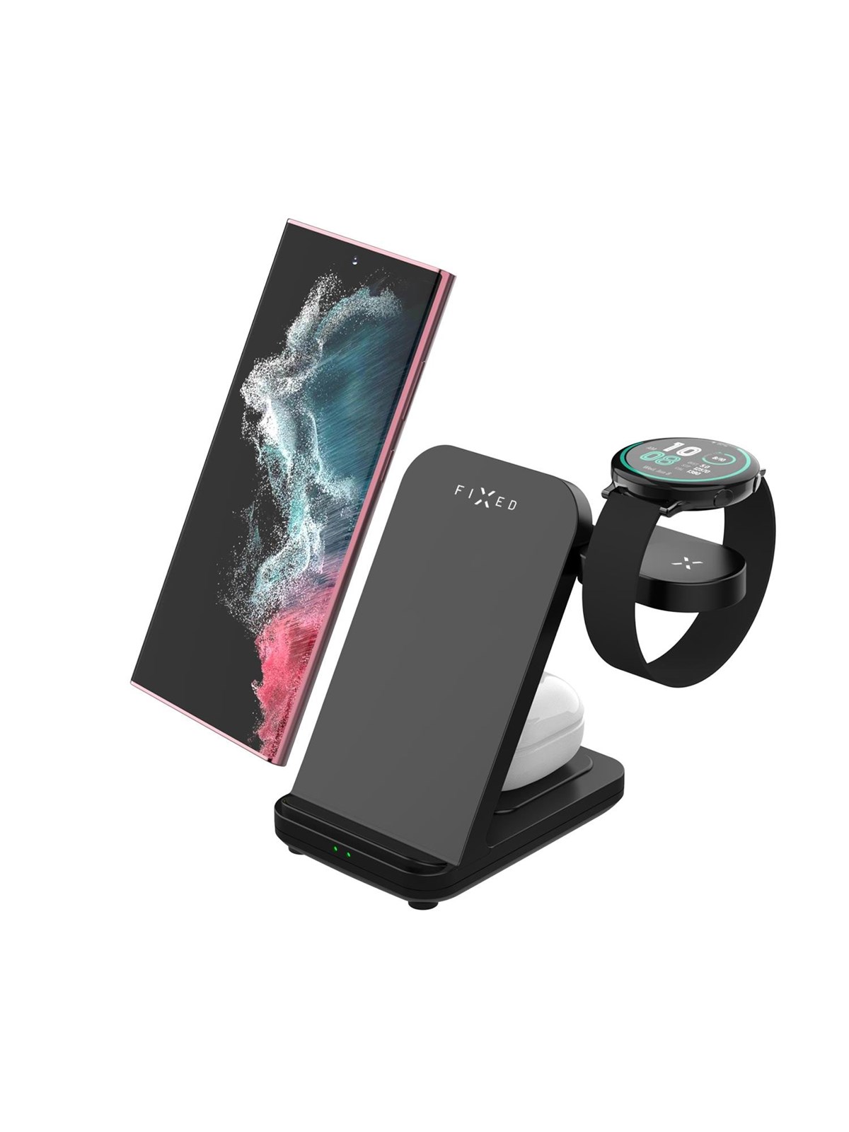 FIXED 3in1 trådløs opladningsstation til Samsung Sort, Mobil Oplader