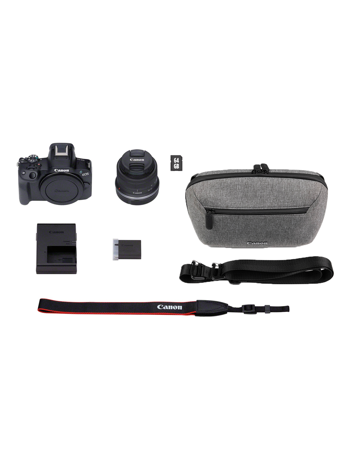 Canon EOS R50 + RF-S 18-45mm Travel Kit (Skuldertaske & 64GB SD-kort), Kamera