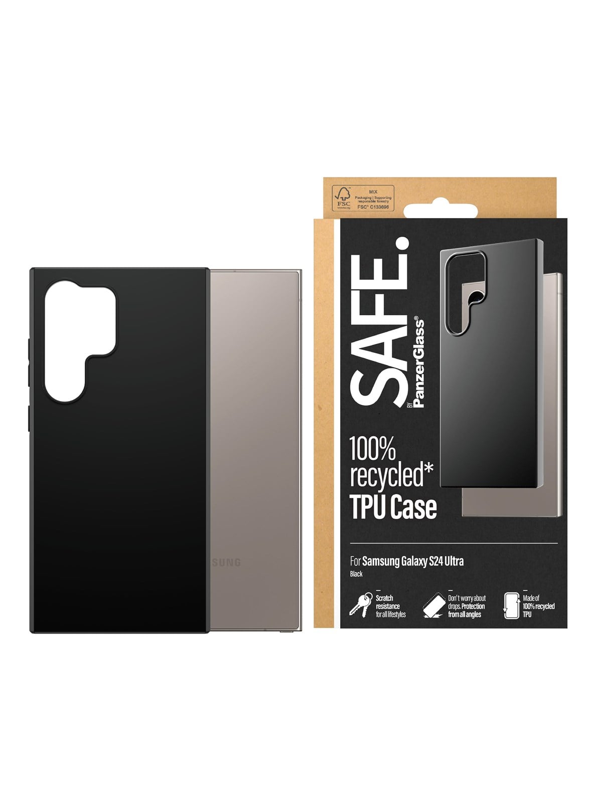 SAFE by PanzerGlass TPU Case Samsung Galaxy S24 Ultra | Black, Mobilcover