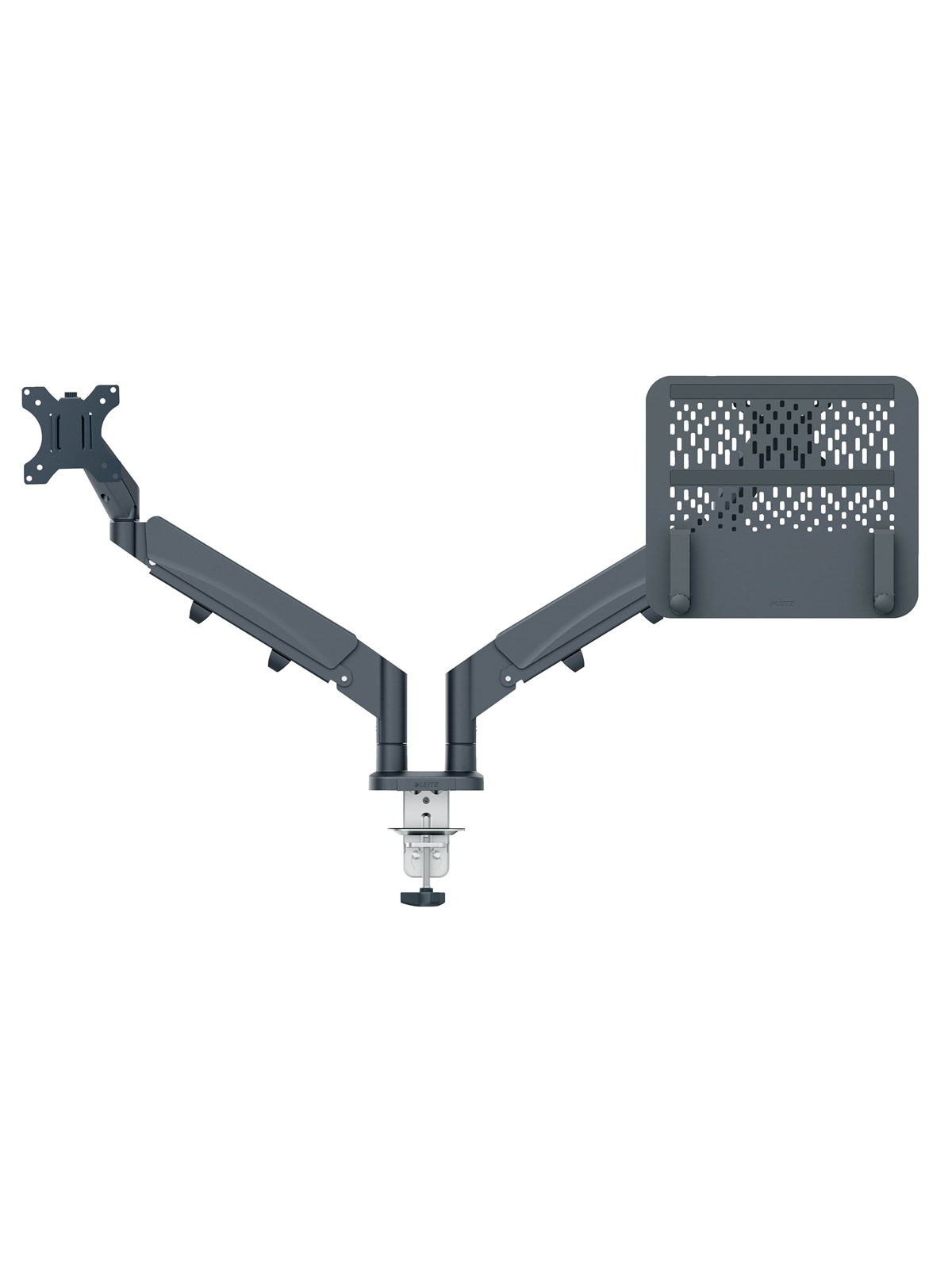Leitz Ergo pladsbesparende dual monitor arm & laptop arm, Grå, Skærmholder