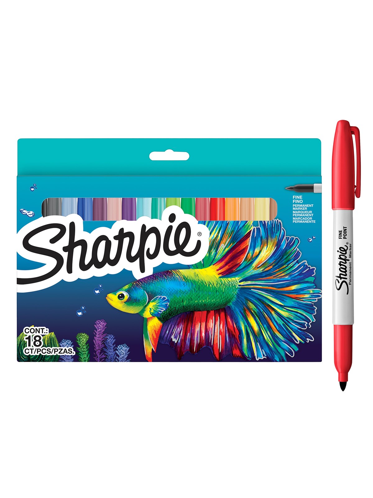 Sharpie permanent markersæt | Farvesortiment i Limited Edition | Fin spids | 18 stk markerpenne | Skolestartssæt