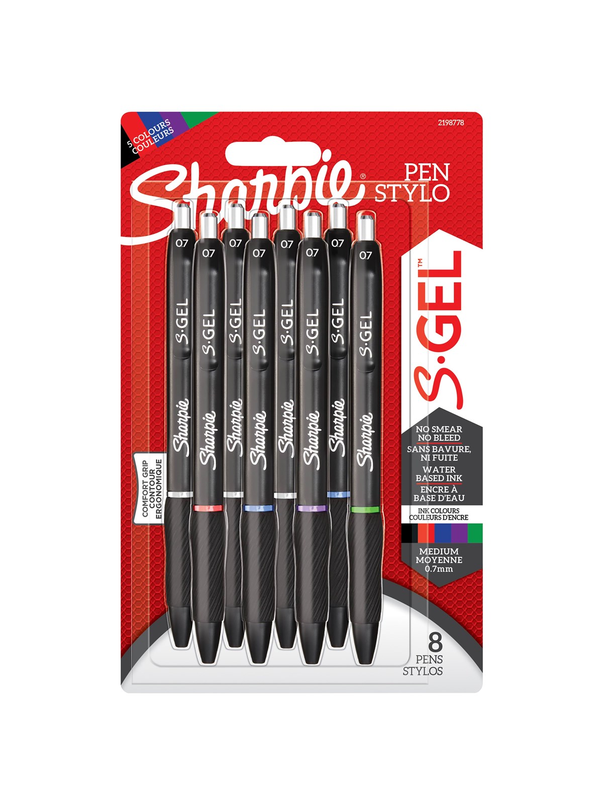 Sharpie S-gel | Gelpenne | Medium spids (0,7 mm) | Assorterede blækfarver | 8 Stk