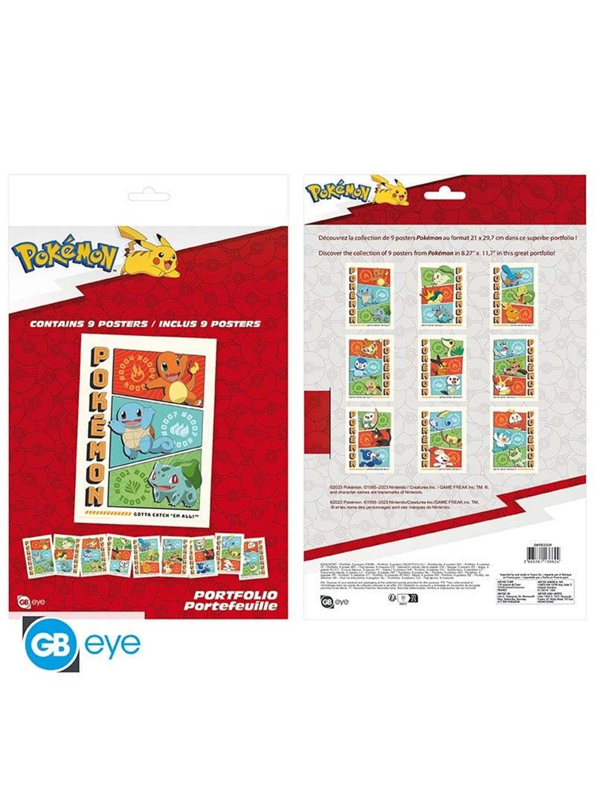 ABYstyle - POKEMON Portfolio 9 Posters Starters (21x29.7cm) - Plakat, Merchandise