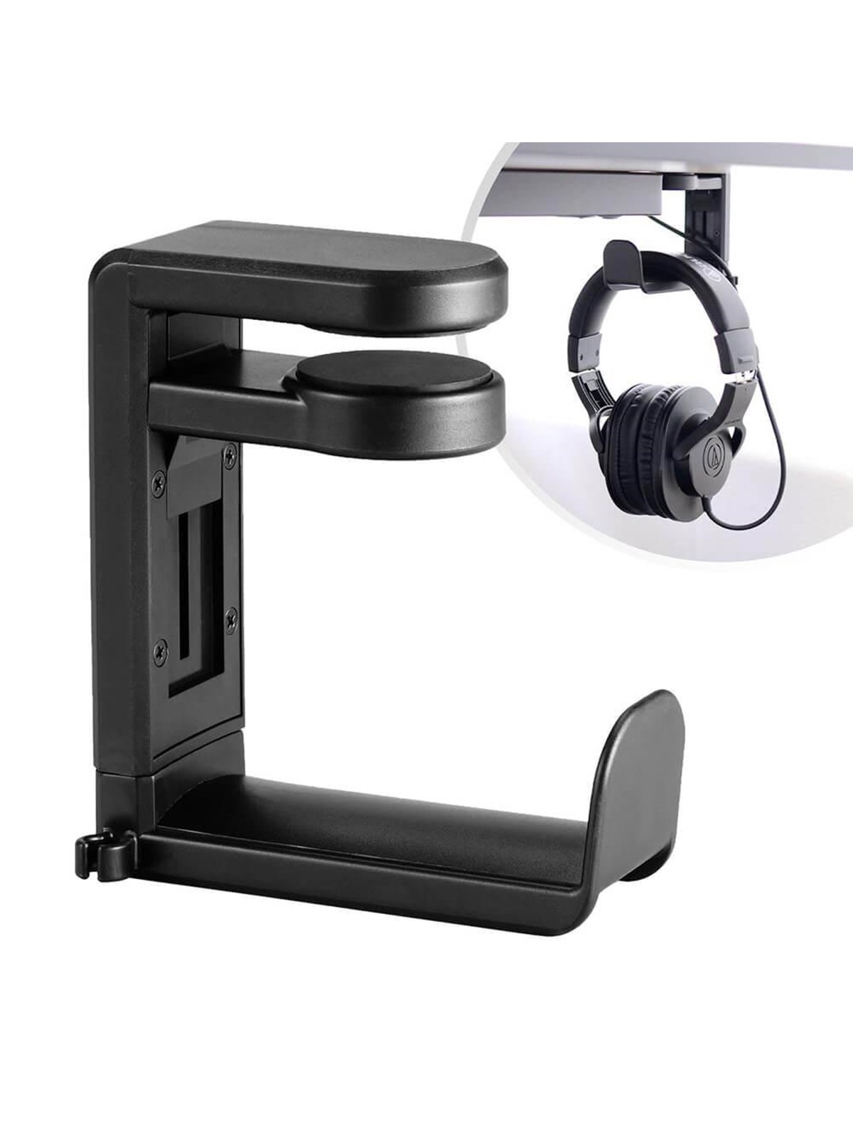 Desire2 Holder for Headphone / Headset Black Mounted on desk top, Hovedtelefonerheadset2