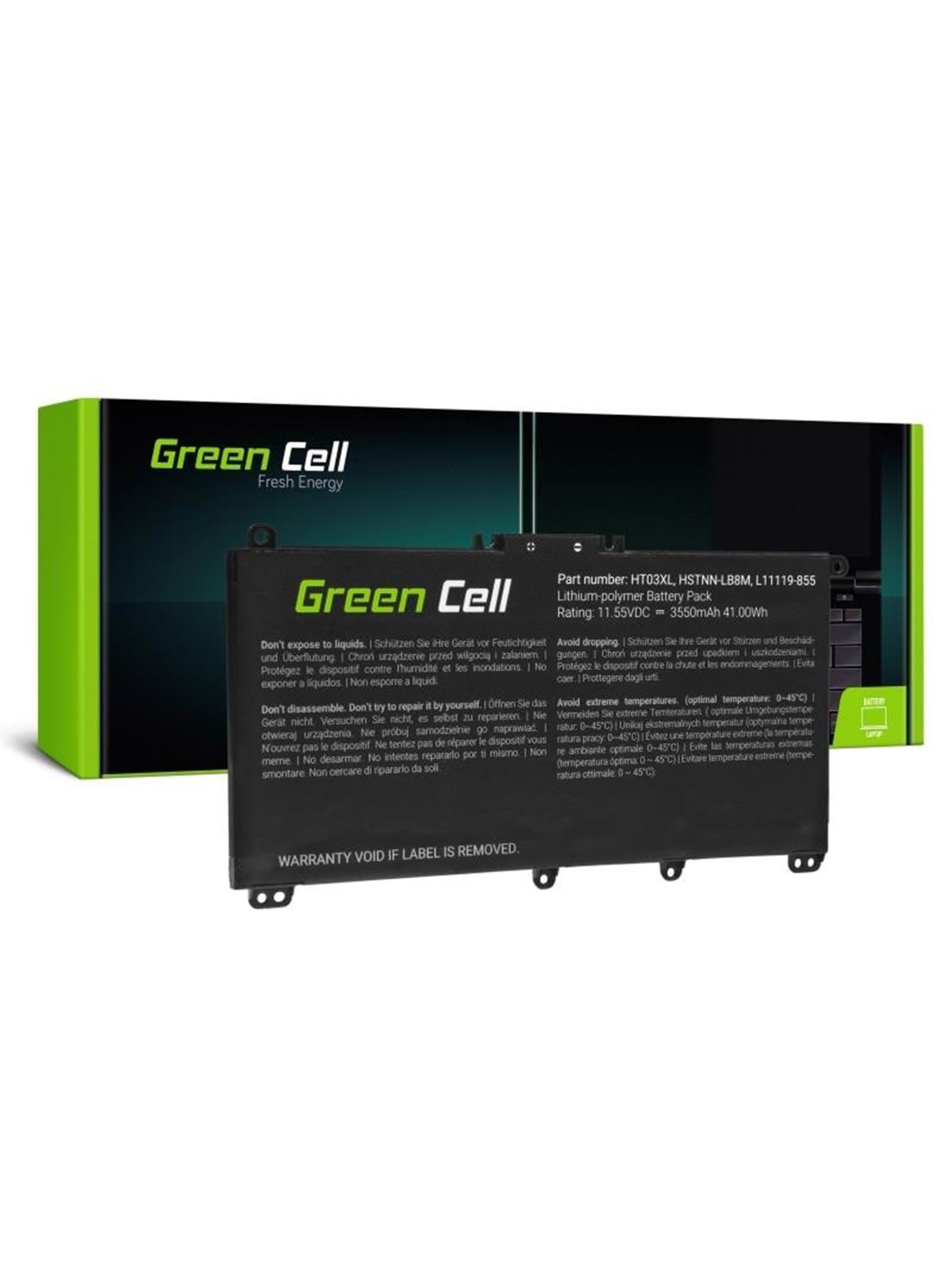Green Cell HP163 Laptop battery (Alternative to: HP HT03XL), Laptop Batteri