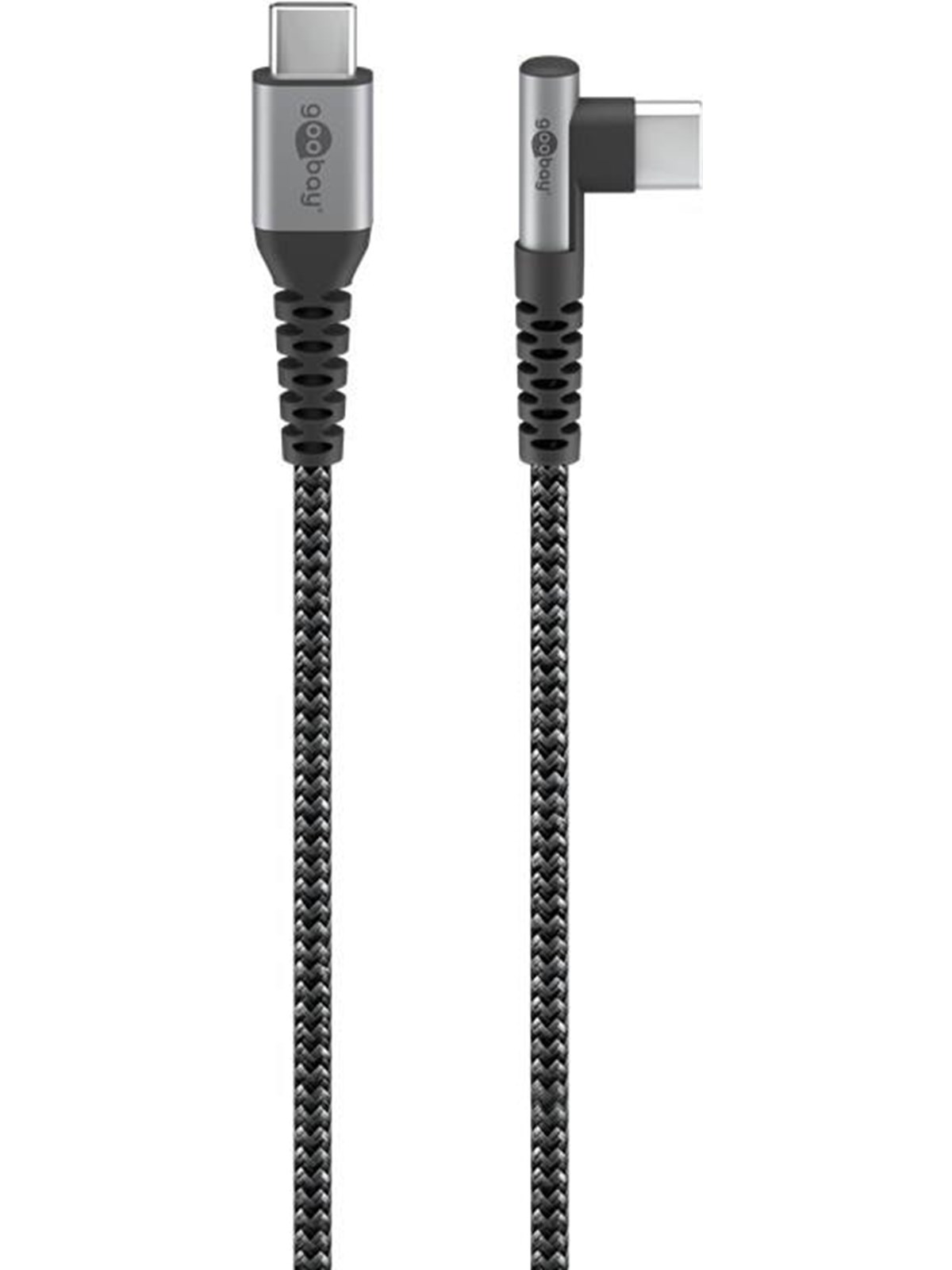 Pro USB-C USB-C - 90° - Sleeved - 0.5m - Grå, Usb Kabel