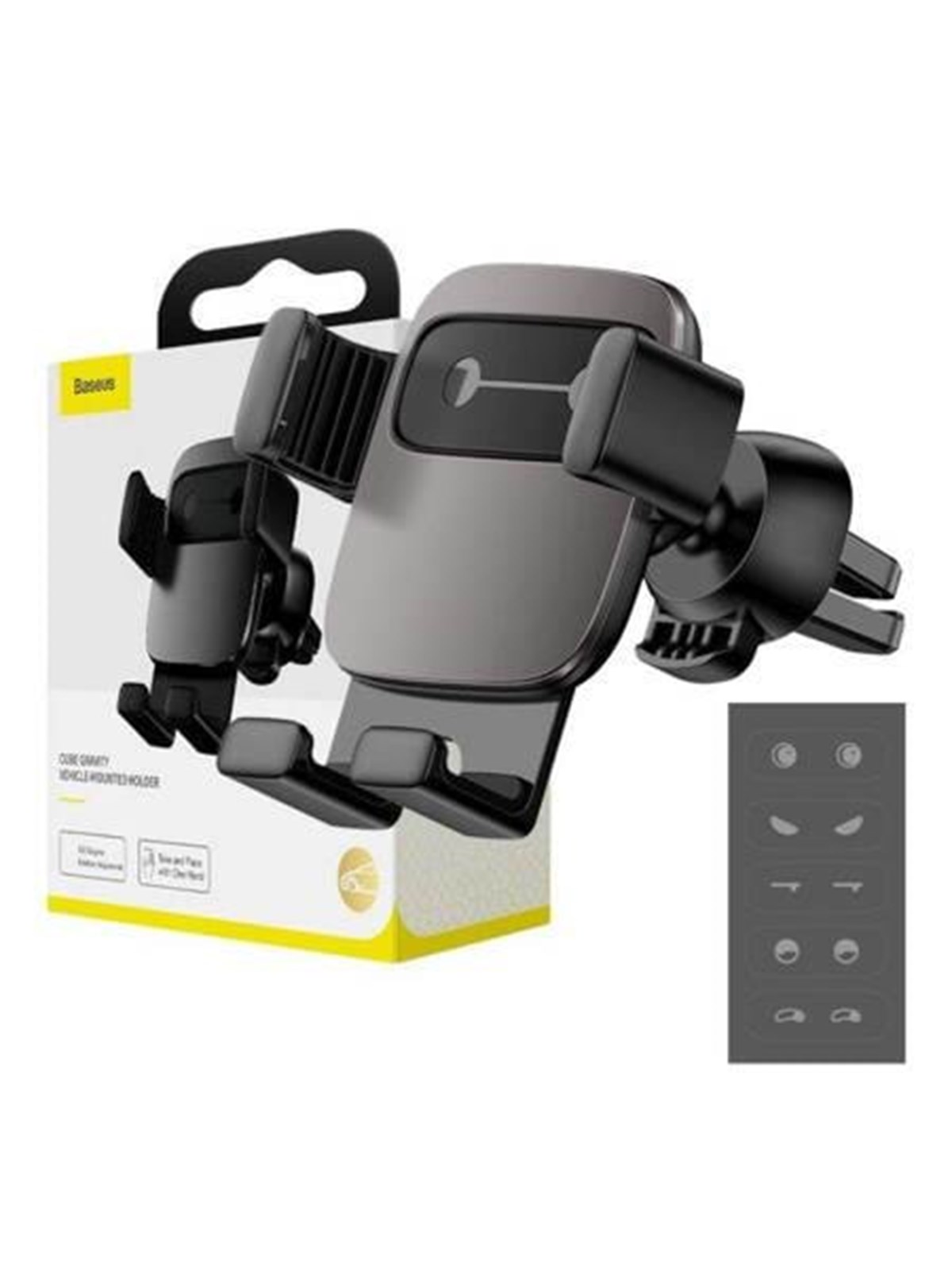 Baseus Cube Gravitational car holder on ventilation grid (Black), Mobil Tilbehør