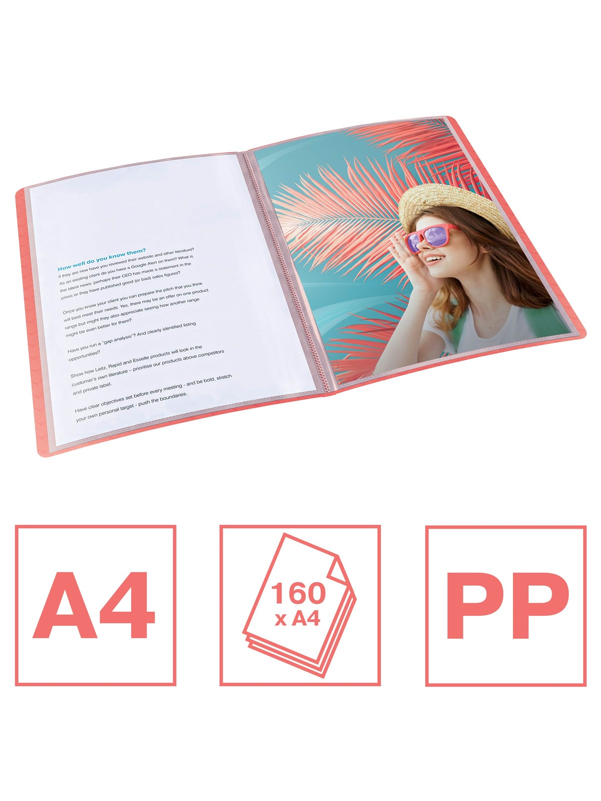 Esselte Colour'Breeze displaybog med 80 lommer Koral, Opbevaringskasse