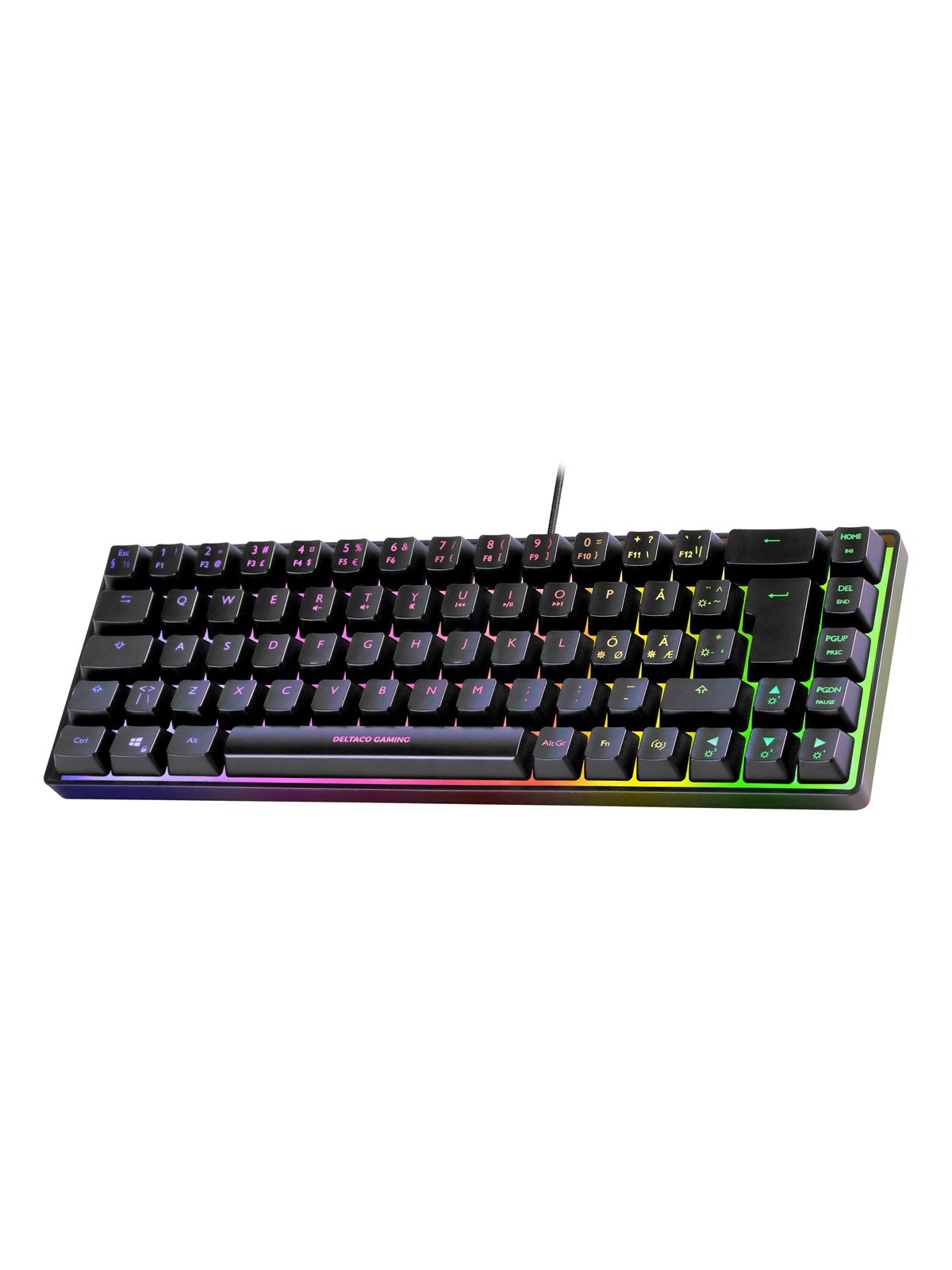 Deltaco DK240 Membrane 60% - Gaming Tastatur - Uden Numpad - Nordisk - Sort