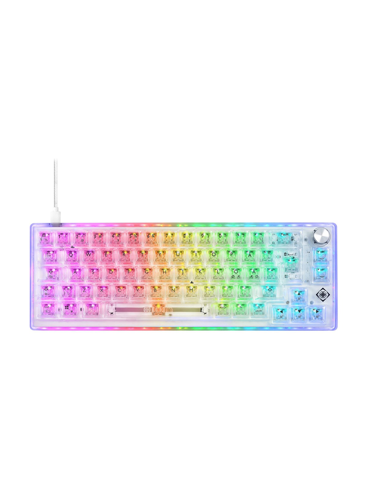 Deltaco DK460 Mechanical 65% - Gaming Tastatur - Uden Numpad - Nordisk - Transparent