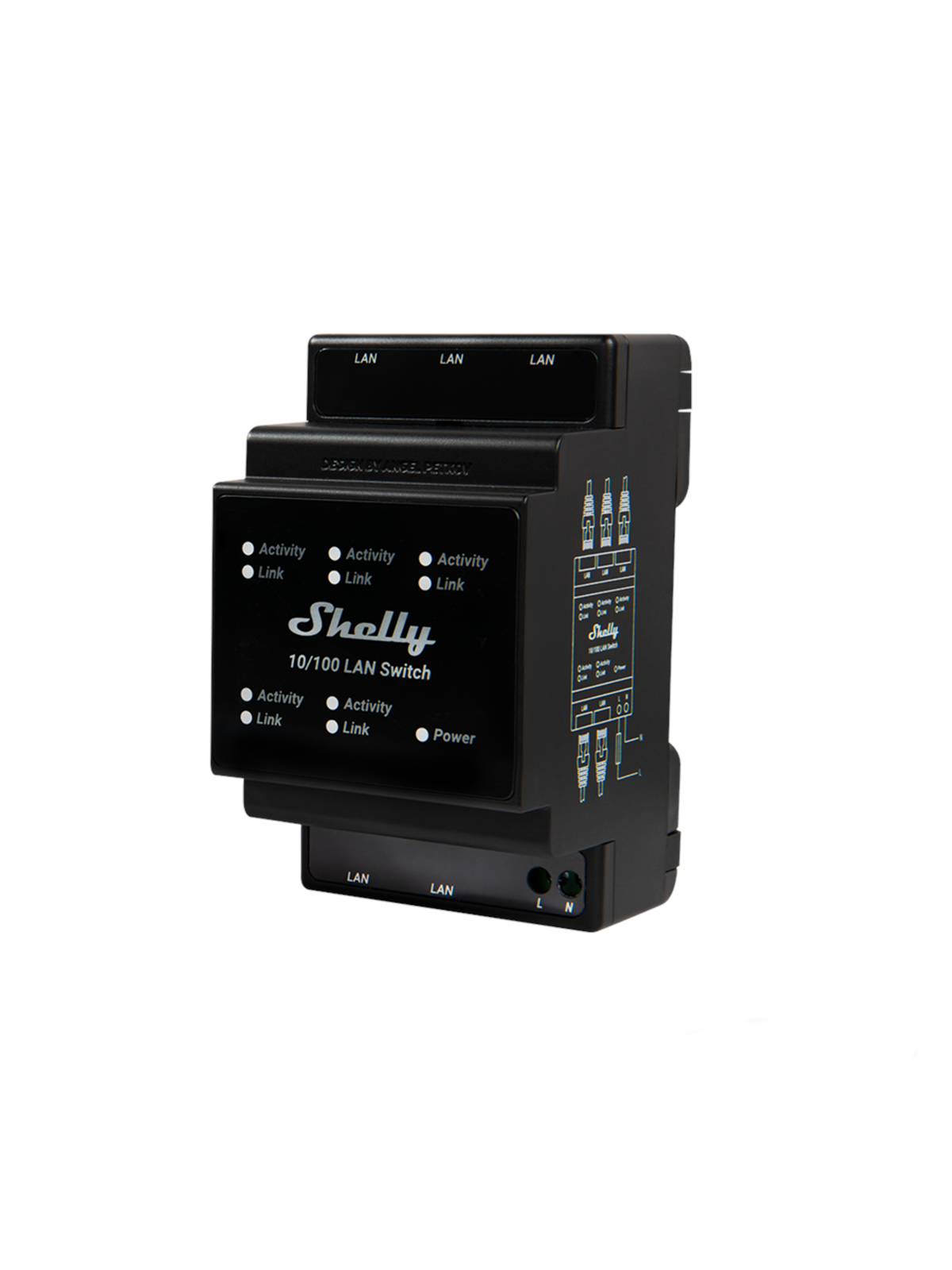 Shelly LAN Switch - DIN-skinne switch med 5xRJ45 porte, Smart Home