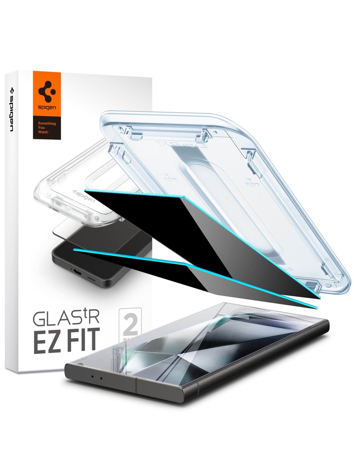 Spigen Glass tR EZ Fit (Privacy) 2 Pack - Samsung Galaxy S24 Ultra, Beskyttelsesglas
