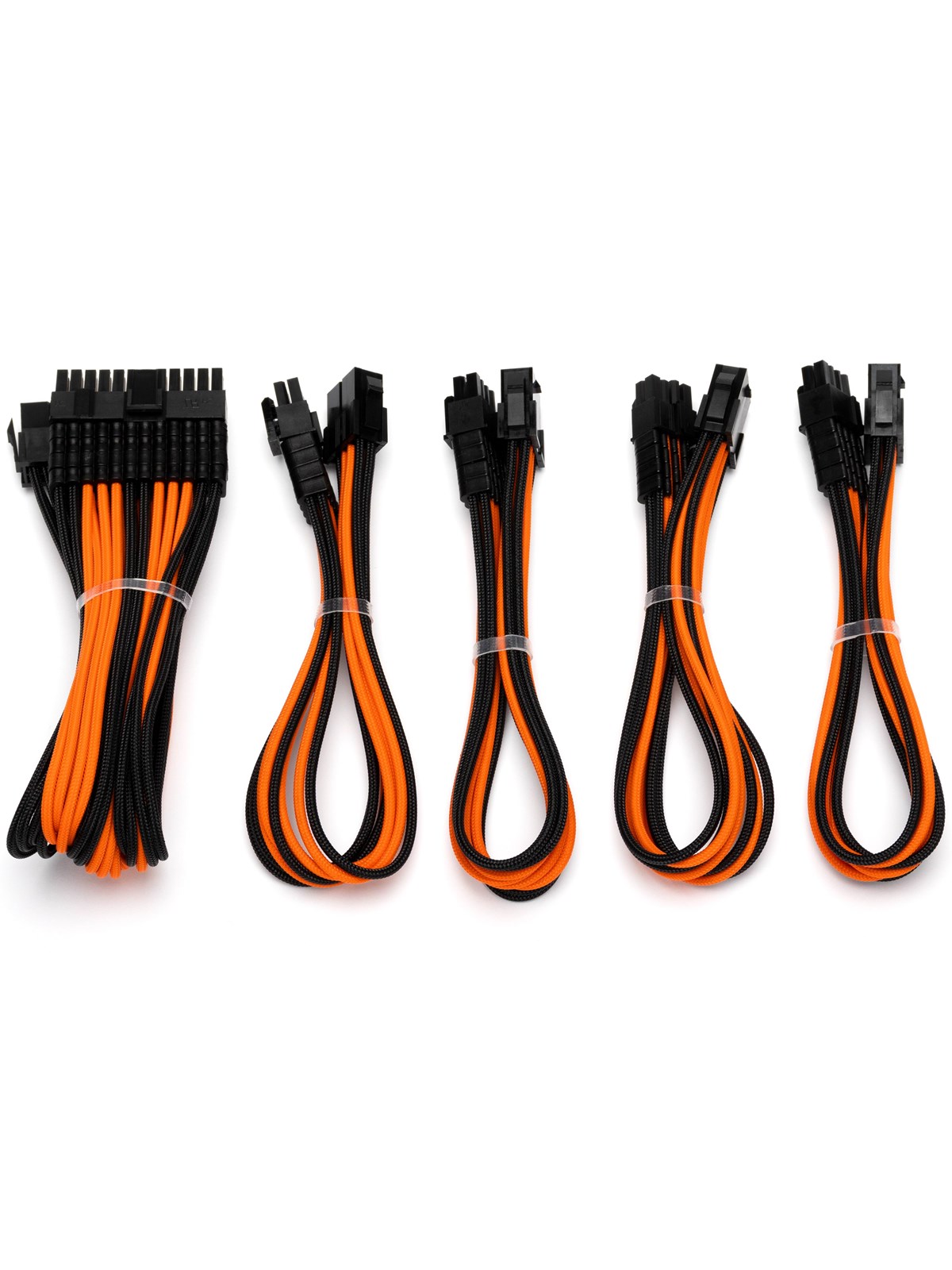DUTZO Sleeved strøm forlængerkabel kit (v2) - Sort / Orange, Strømkabel