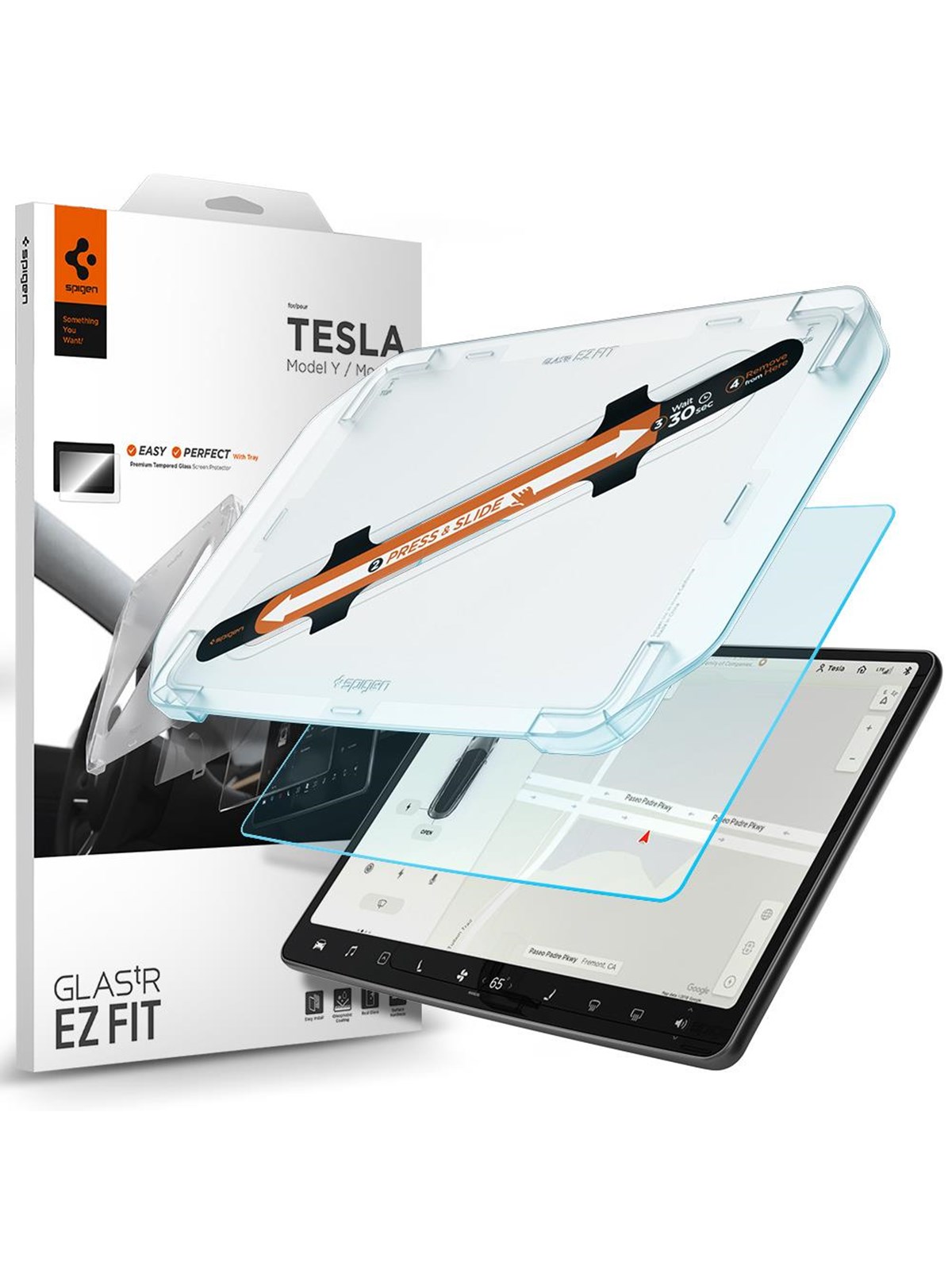 Spigen Tesla EZ Fit Anti Glare Screen Protector - Model Y/3, Mobil Tilbehør