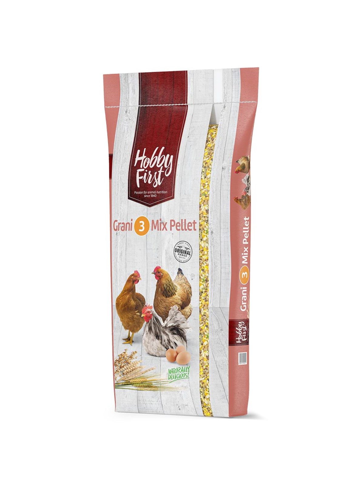 Hobby First Grani 3 Mix Pellet Fuldfoder til æglæggende høns 20kg, Fuglefoder Snacks Vitaminer
