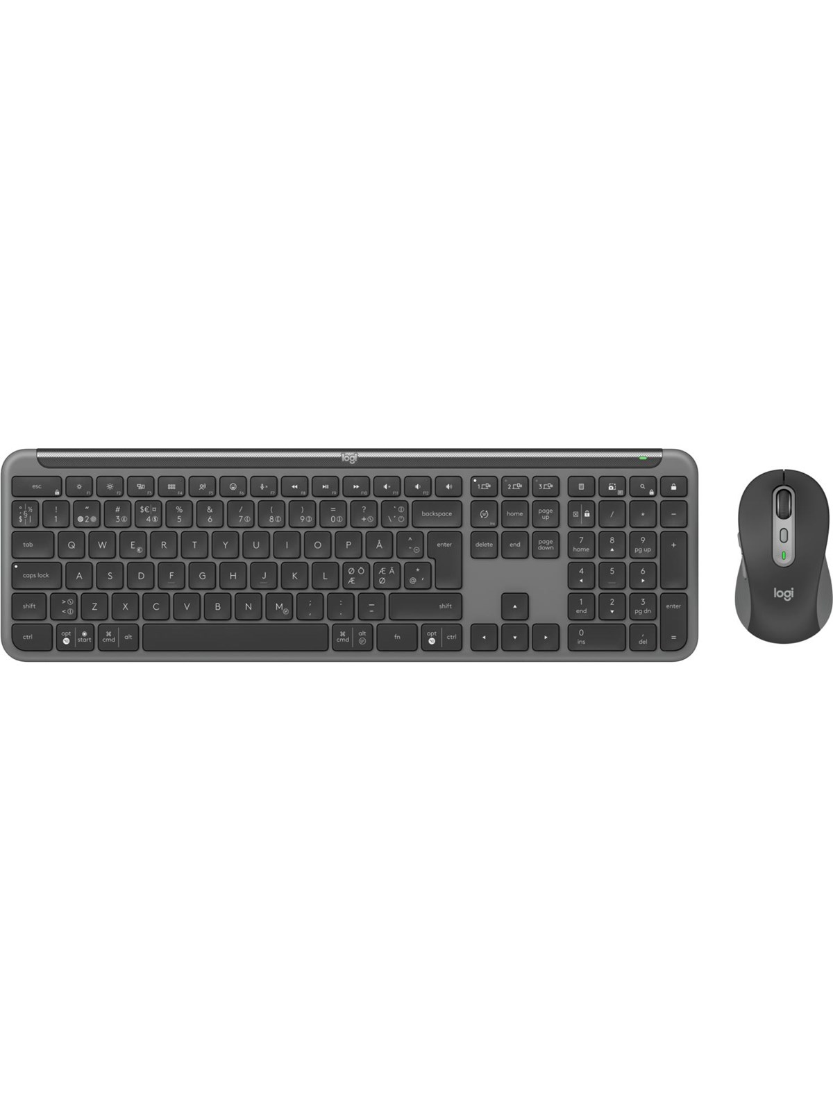 Logitech Signature Slim Combo MK950 for Business - Tastatur & Mus sæt - Nordisk - Grå