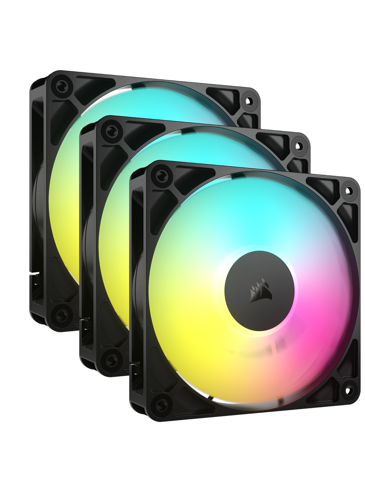 Corsair RS120 ARGB 3-pack - Kabinet køler - 120mm - Sort med RGB LED lys - 36 dBA