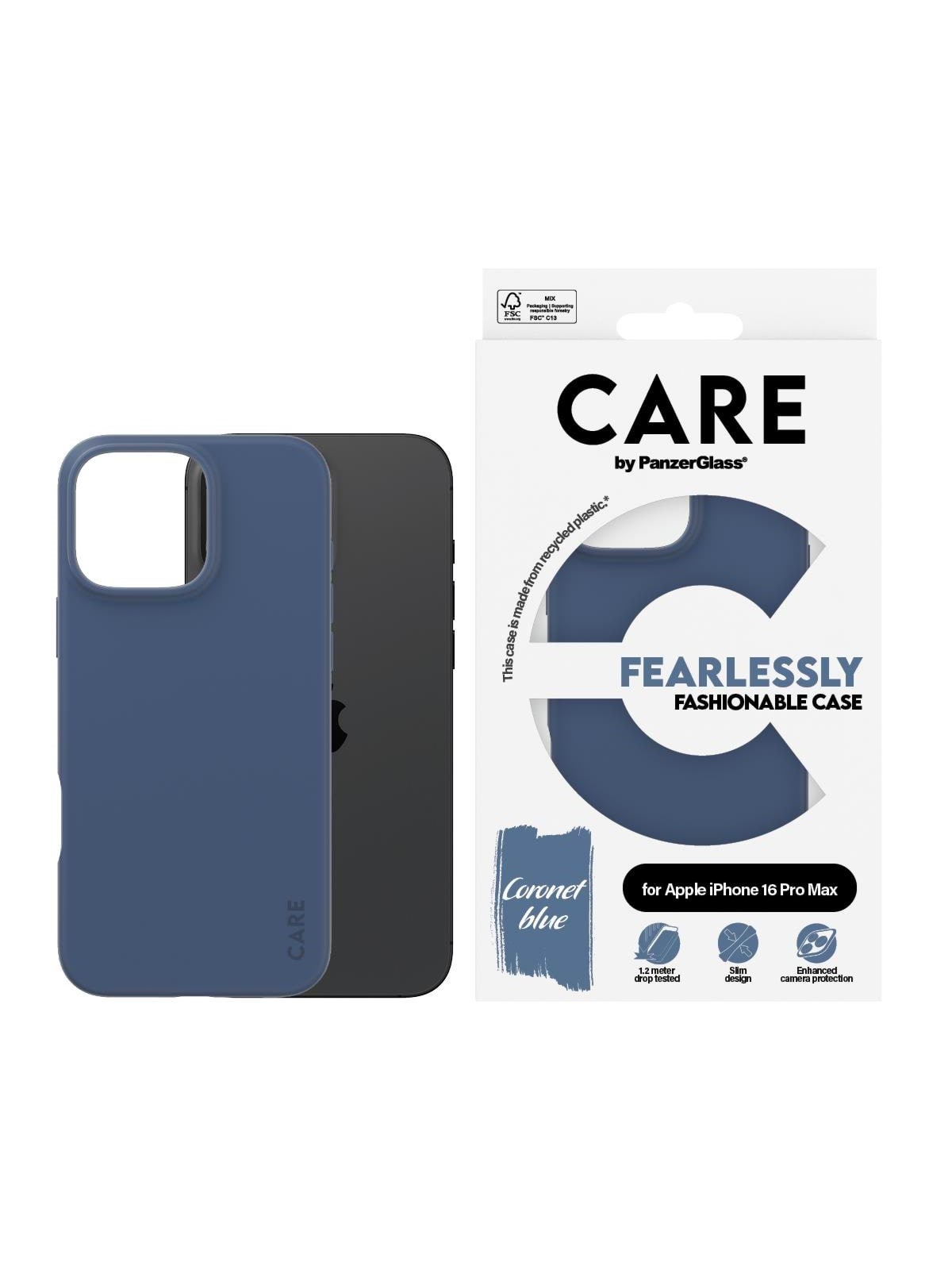 CARE by PanzerGlass Case Fashion Blue iPhone 16 Pro Max, Mobilcover