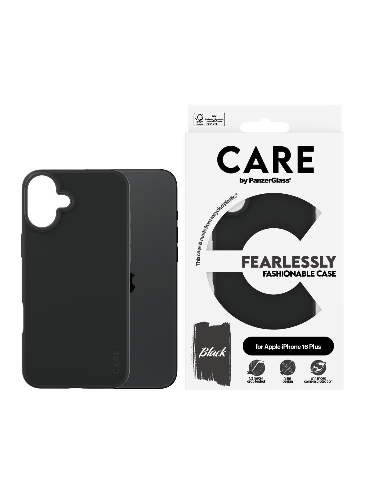 CARE by PanzerGlass Case Fashion Black iPhone 16 Plus, Mobilcover
